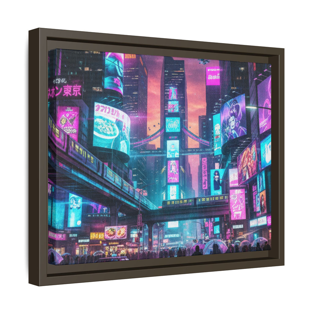 Bright Future Cityscape Vibrant Wall Art  — Framed Cyberpunk Wall Art