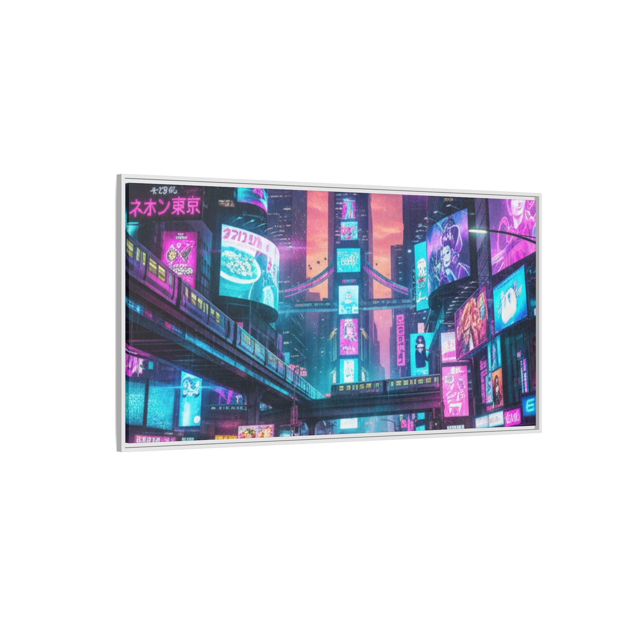 Bright Future Cityscape Vibrant Wall Art  — Framed Cyberpunk Wall Art
