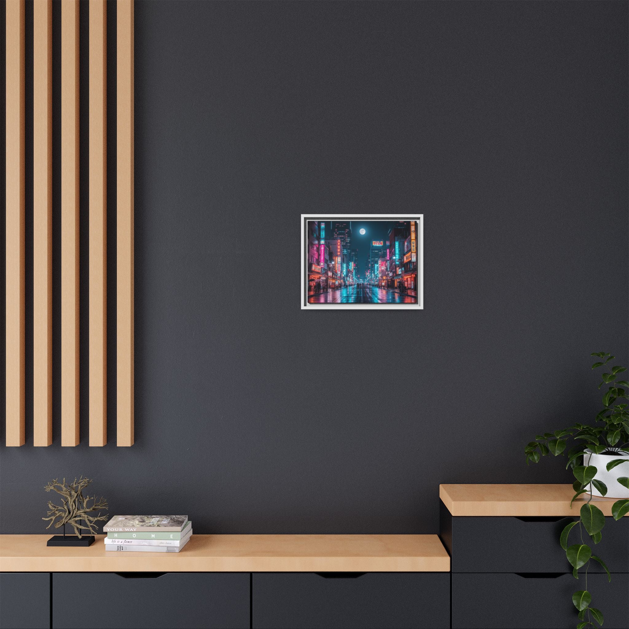 Japan Nightscape Canvas Framed Print