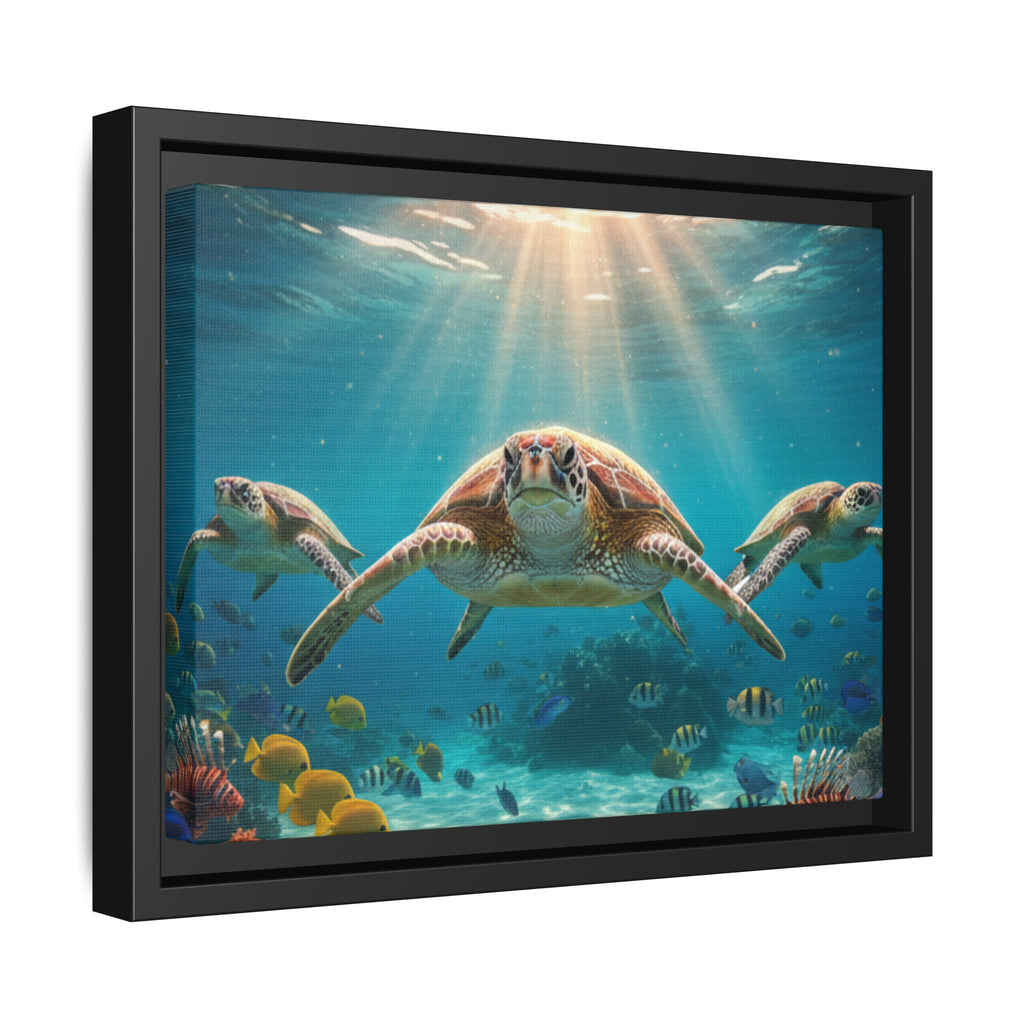 Sea Turtle Ocean Art — Framed Matte Canvas Wall Art