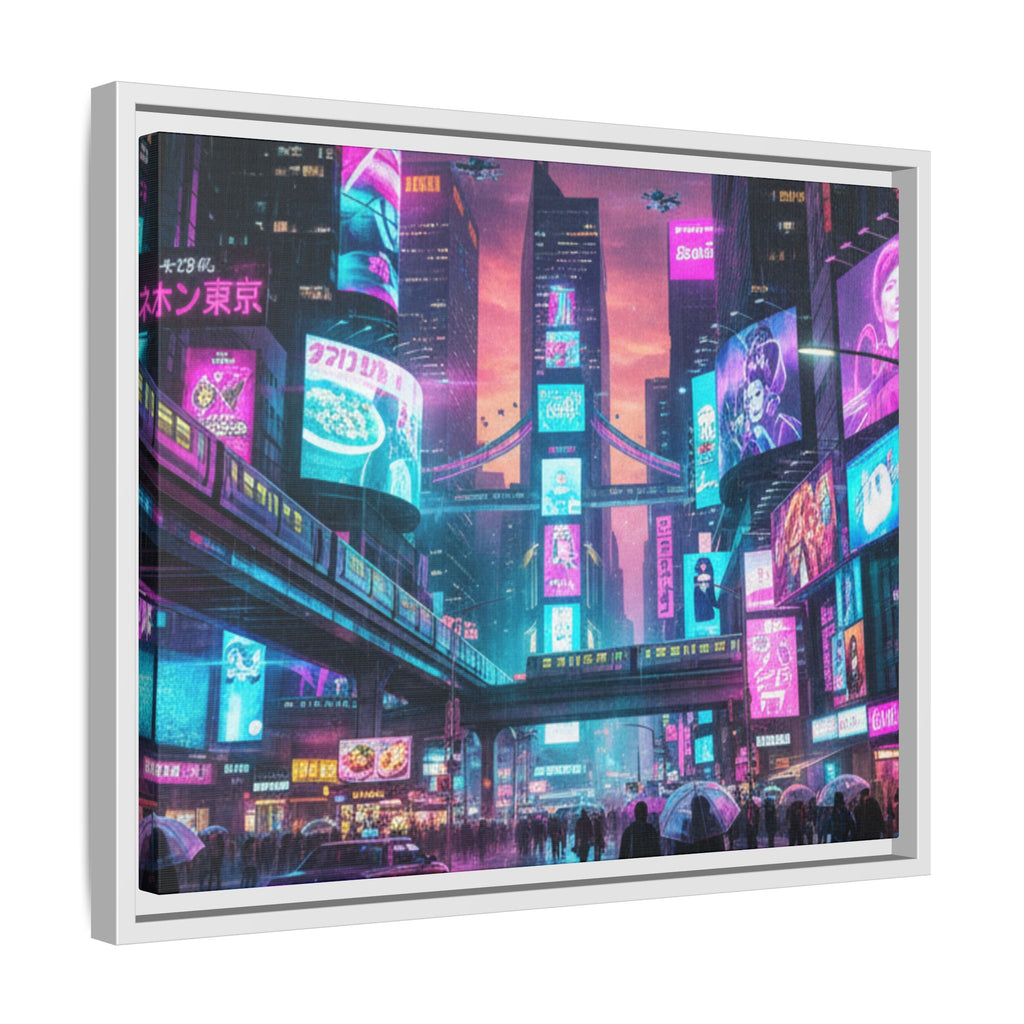 Bright Future Cityscape Vibrant Wall Art  — Framed Cyberpunk Wall Art