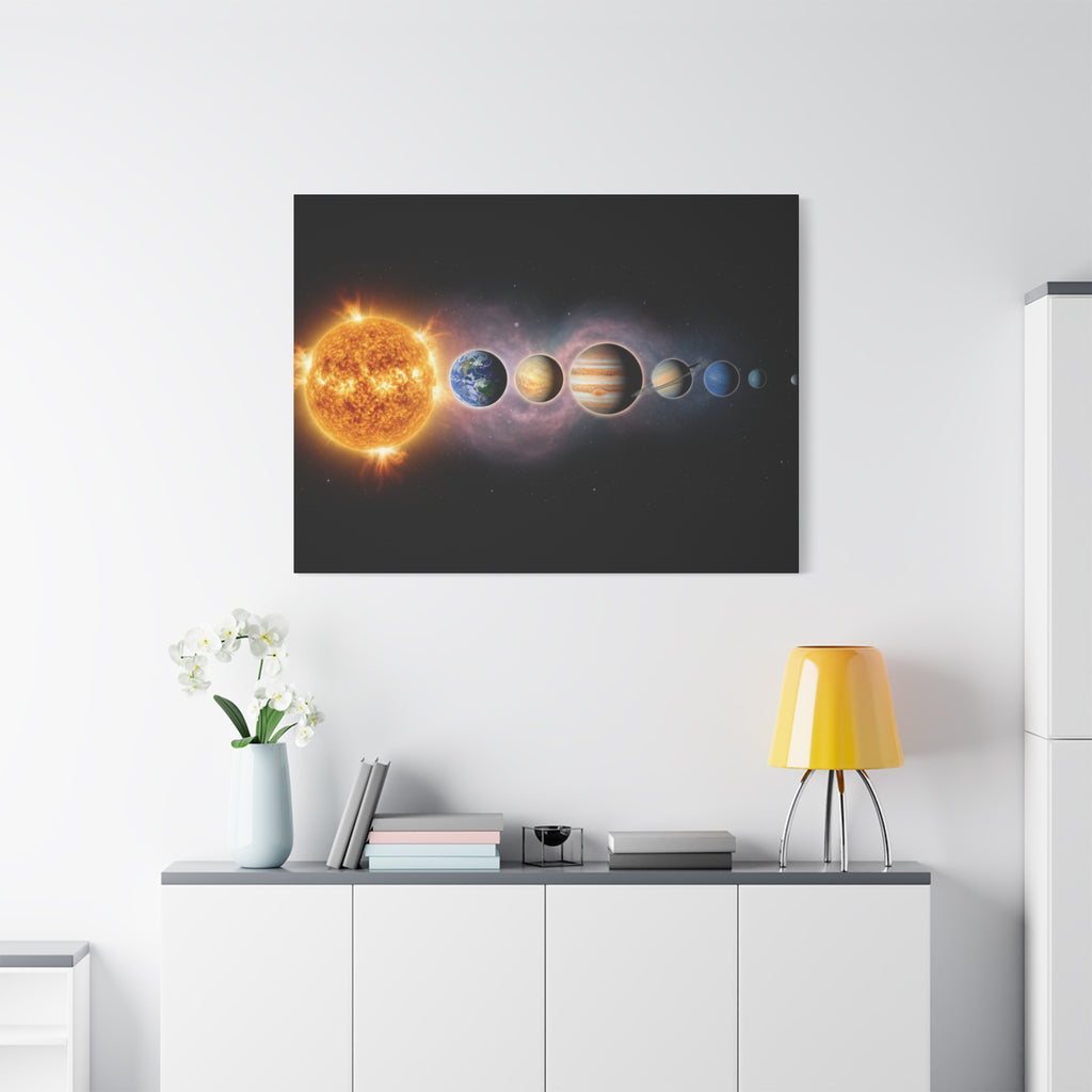 Stunning Solar System Art — Planet Lineup Matte Stretched Wall Art