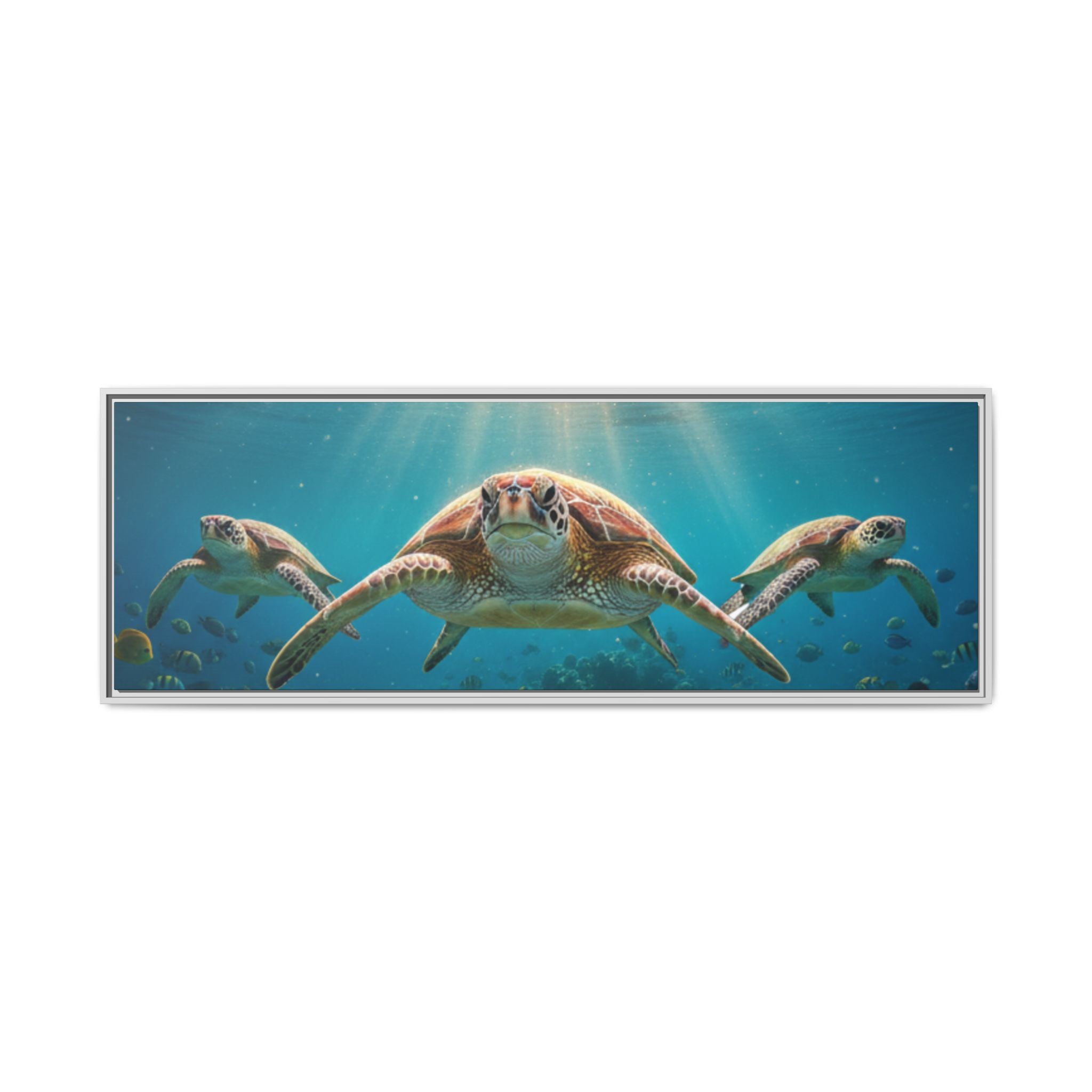 Sea Turtle Ocean Art — Framed Matte Canvas Wall Art