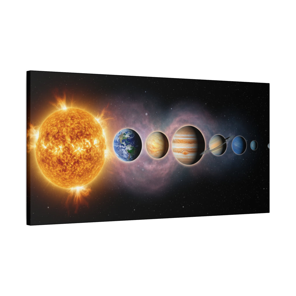 Stunning Solar System Art — Planet Lineup Matte Stretched Wall Art