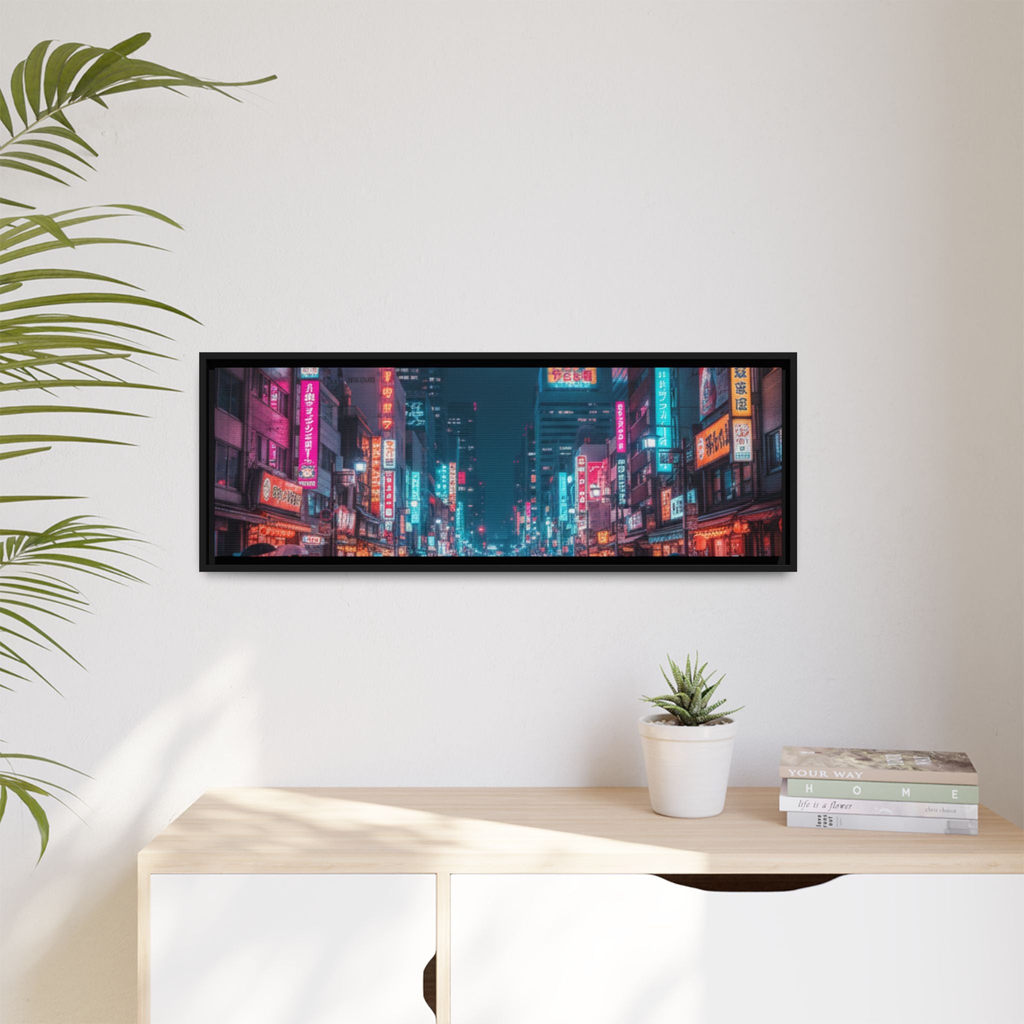 Japan Nightscape Canvas Framed Print