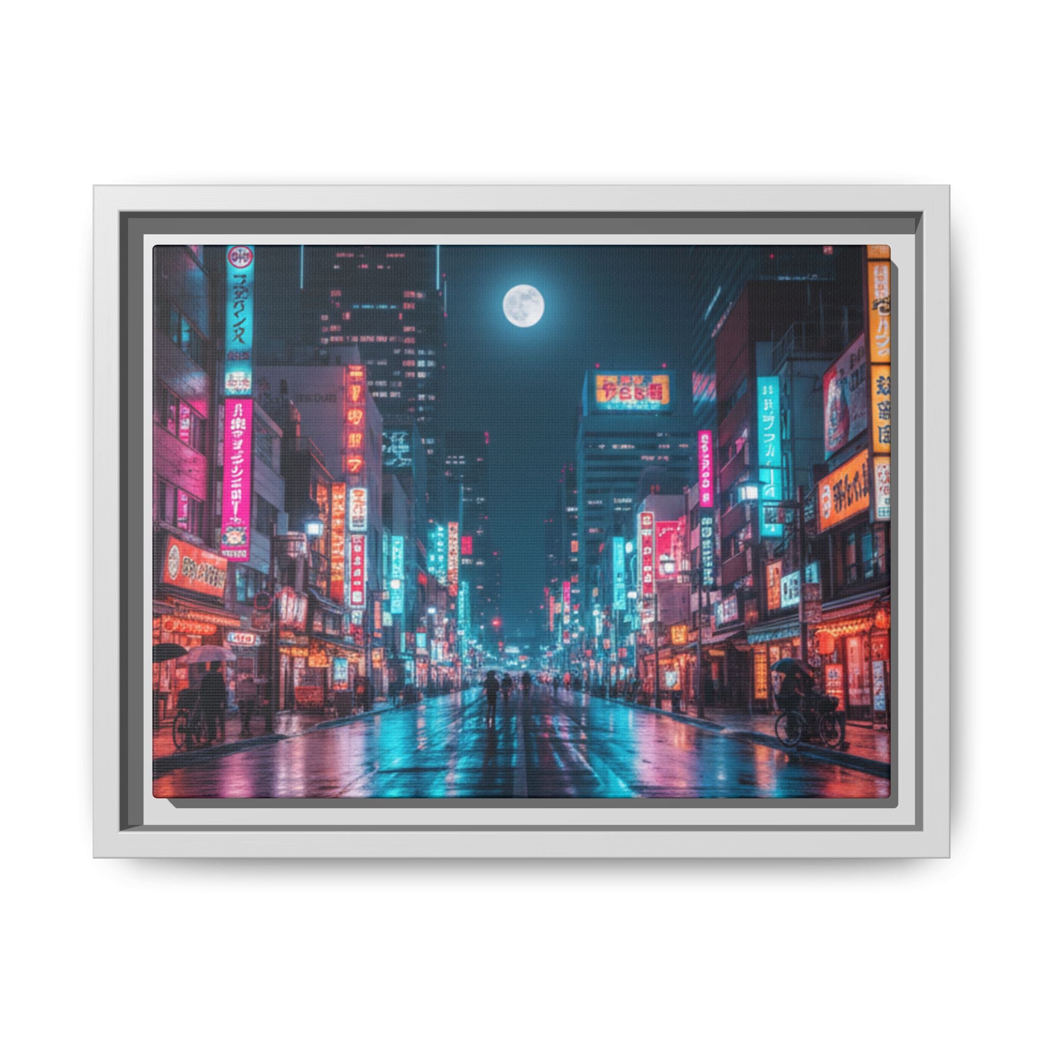 Japan Nightscape Canvas Framed Print