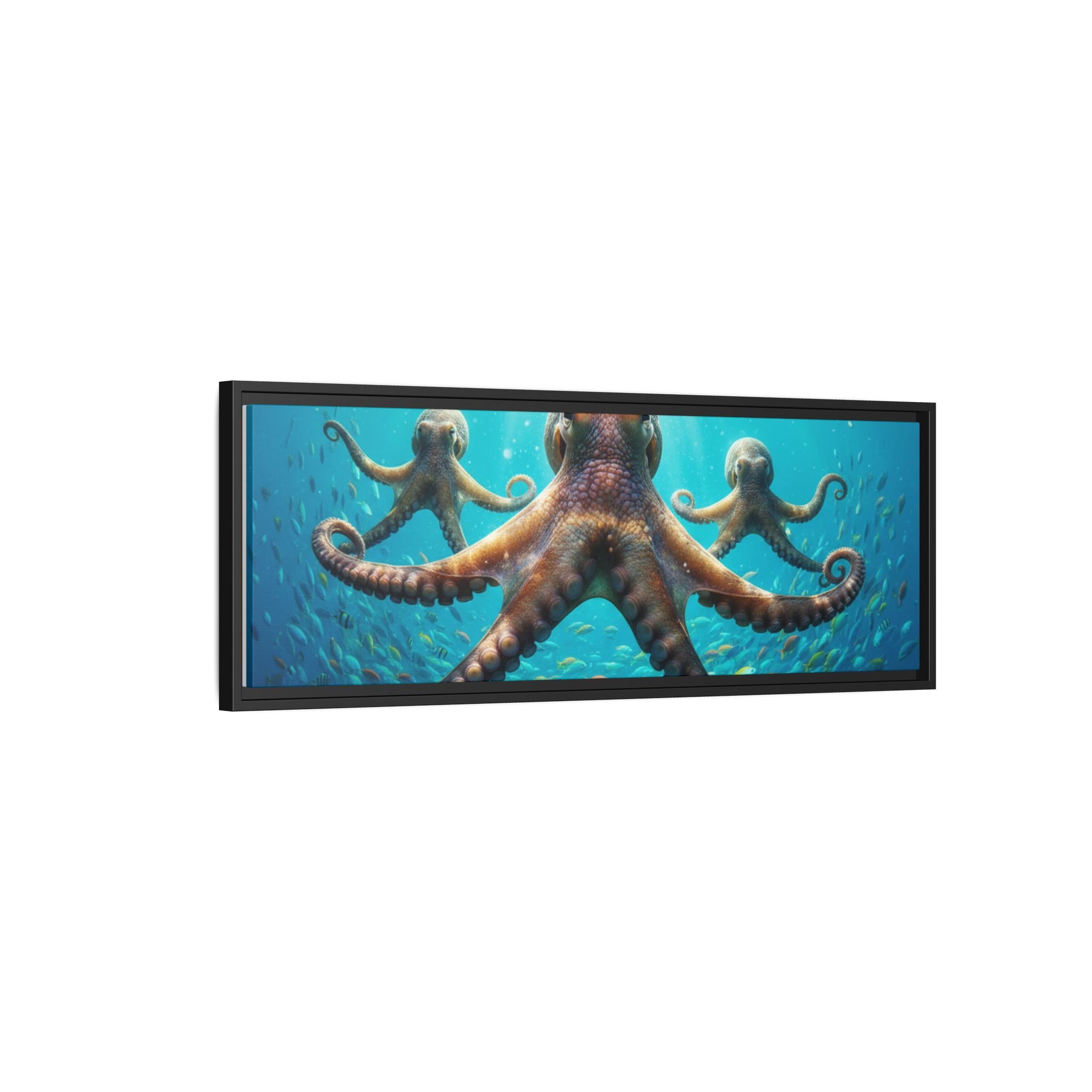 Framed Octopus Art Print — Vibrant Underwater Canvas Wall Decor