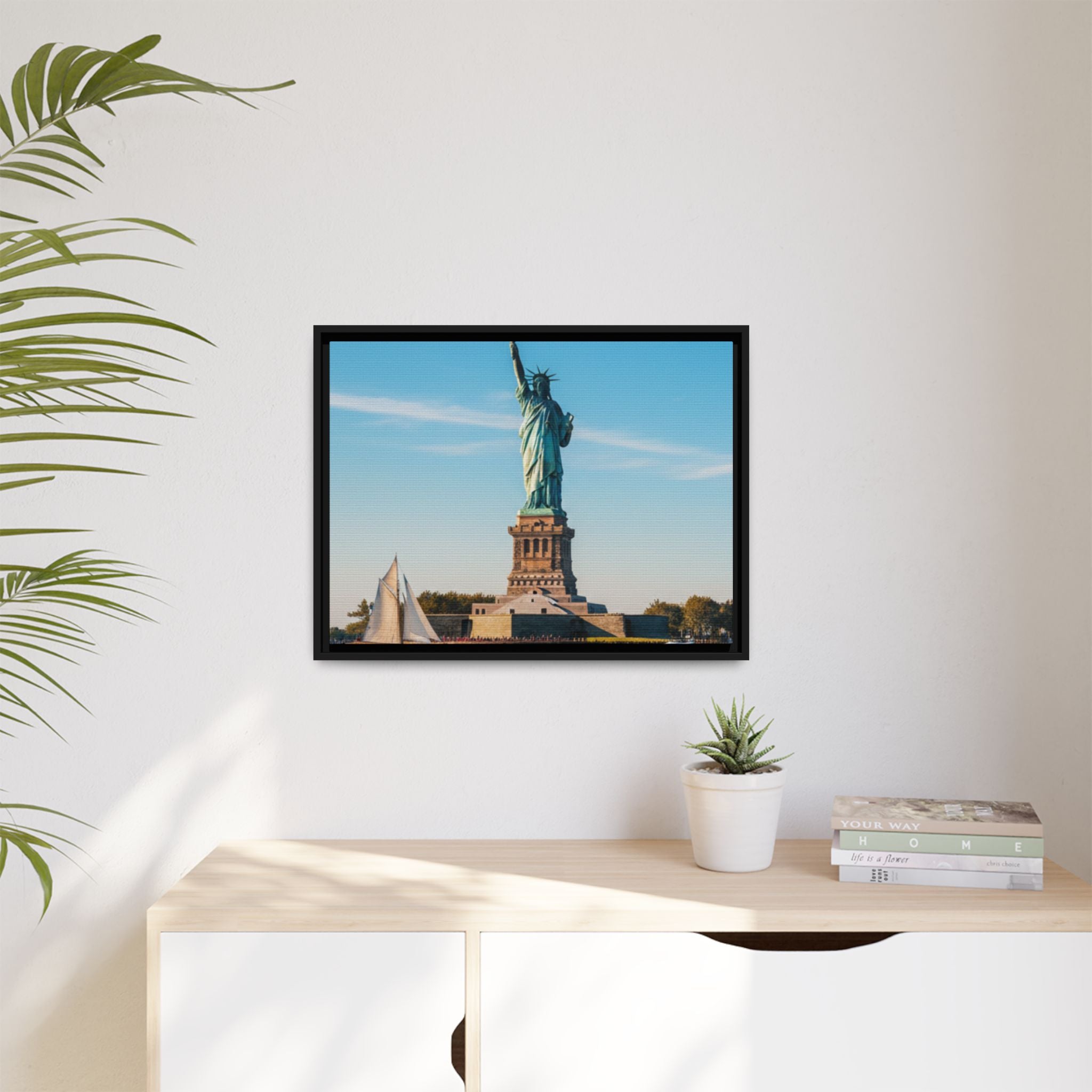 Statue of Liberty Matte Framed Canvas Print — New York City Landmark Wall Art