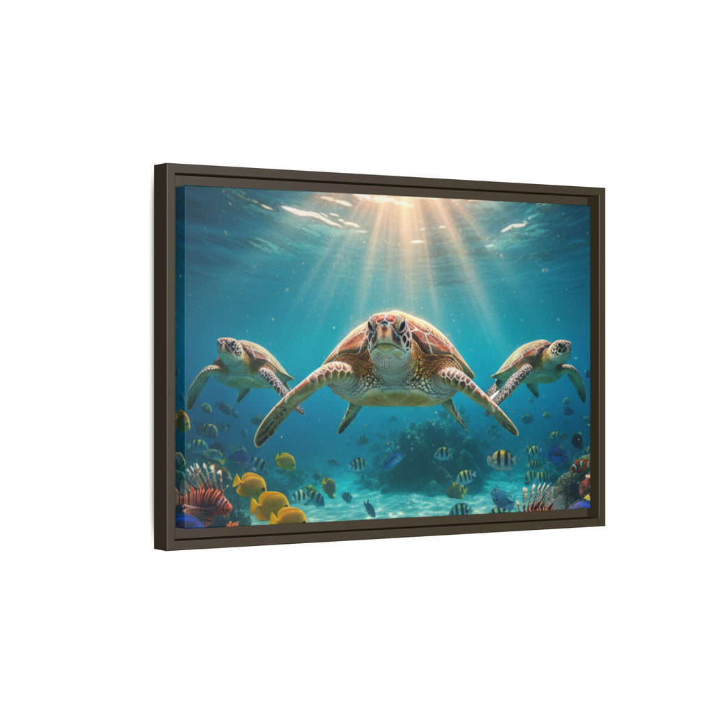 Sea Turtle Ocean Art — Framed Matte Canvas Wall Art