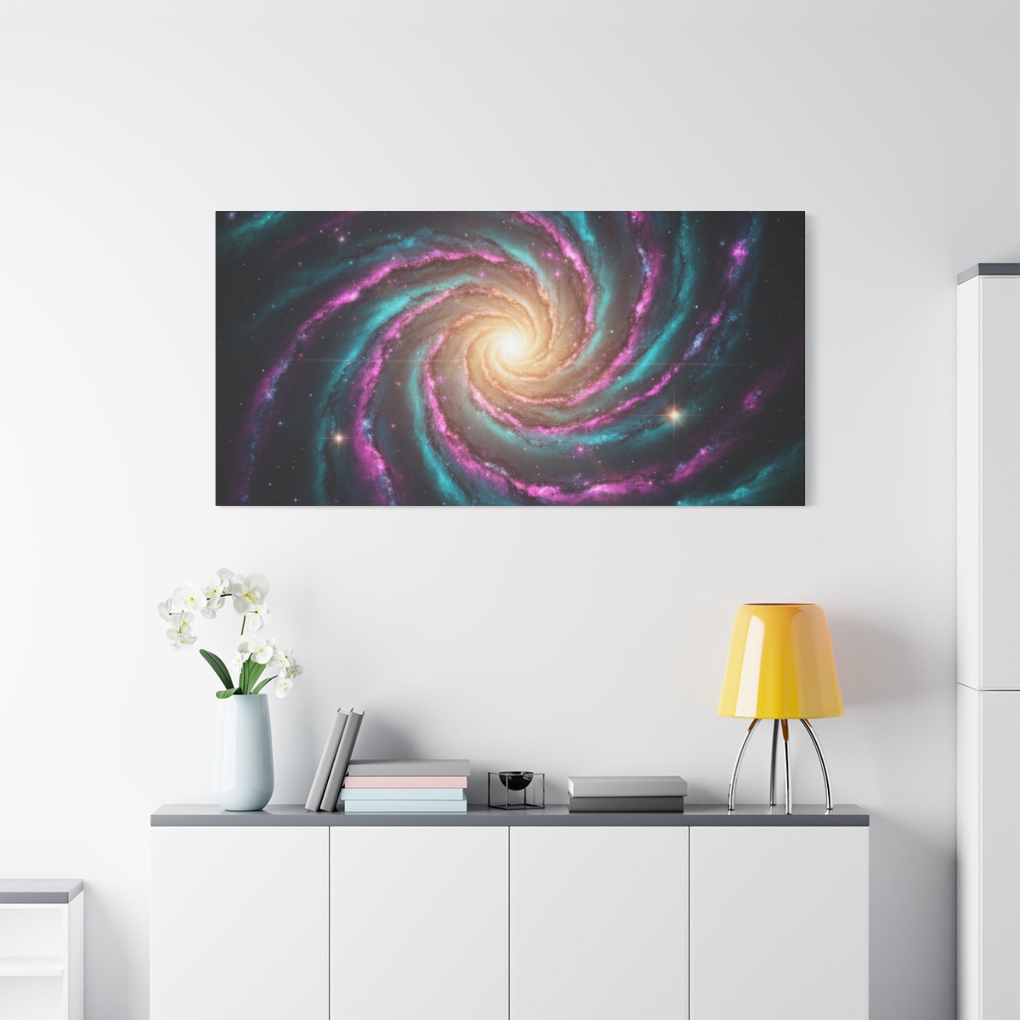 Spiral Galaxy Matte Canvas Wall Art — Vibrant Cosmic Nebula Print