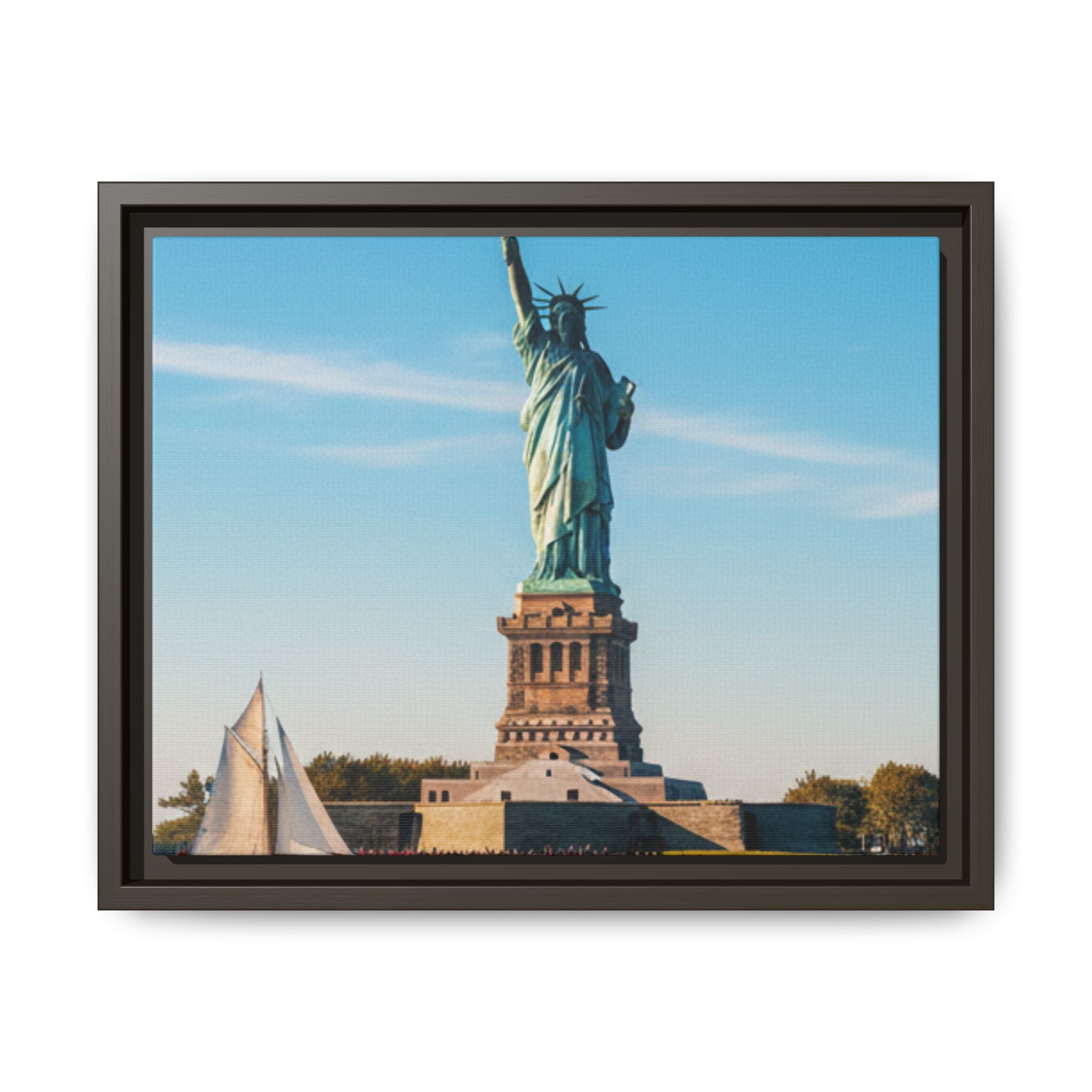 Statue of Liberty Matte Framed Canvas Print — New York City Landmark Wall Art
