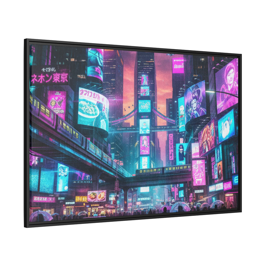 Bright Future Cityscape Vibrant Wall Art  — Framed Cyberpunk Wall Art