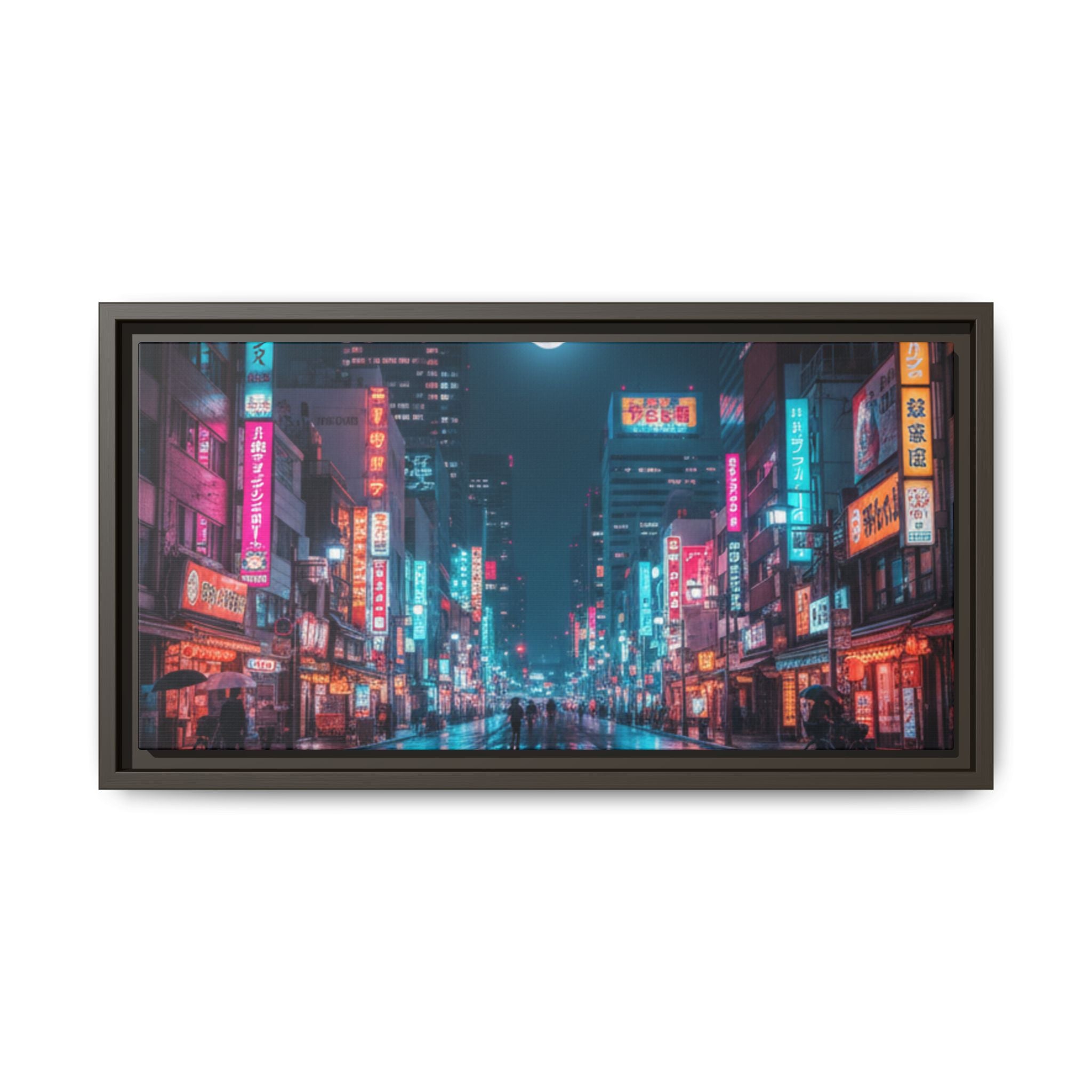 Japan Nightscape Canvas Framed Print