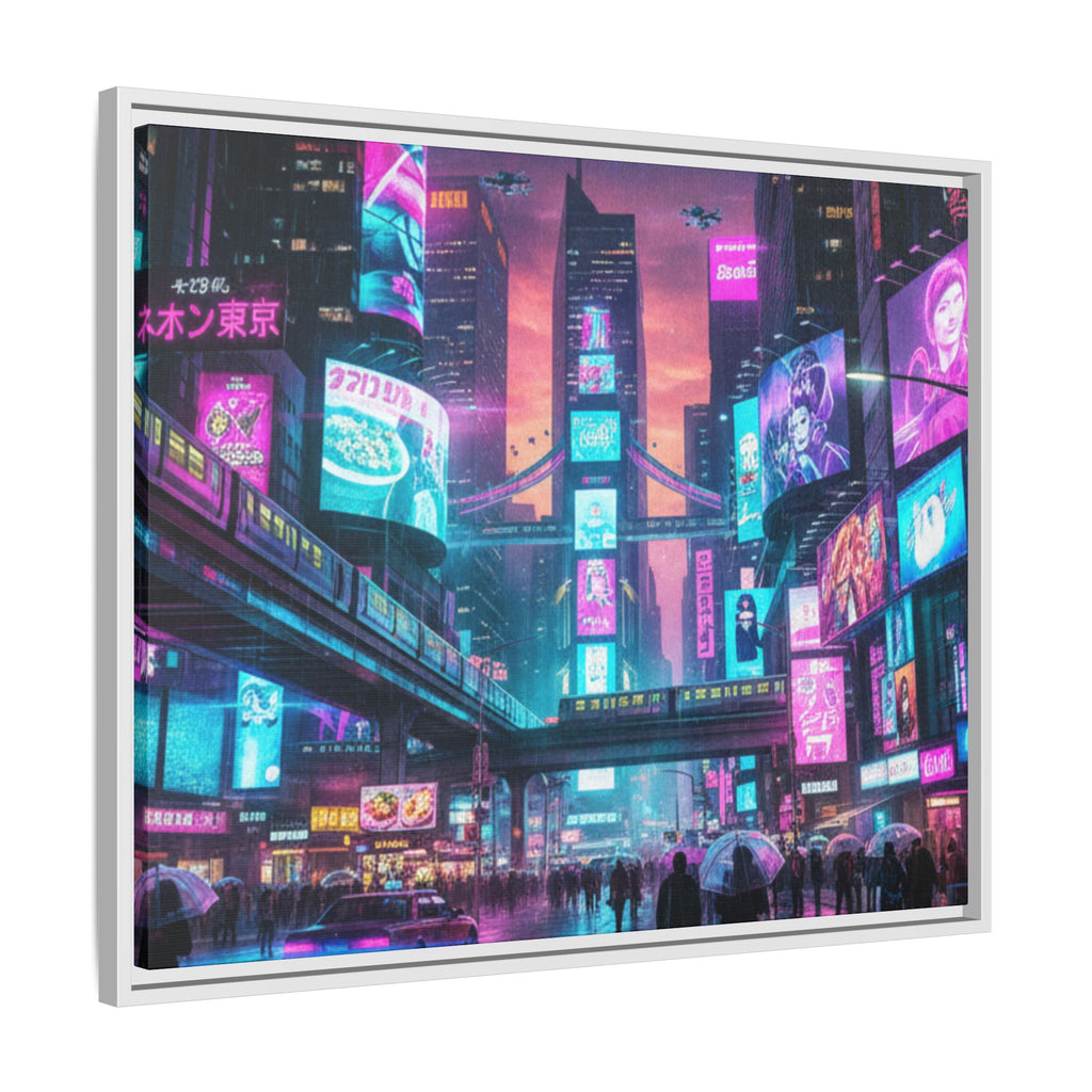 Bright Future Cityscape Vibrant Wall Art  — Framed Cyberpunk Wall Art
