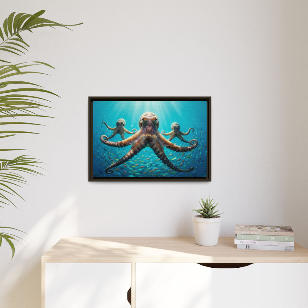 Framed Octopus Art Print — Vibrant Underwater Canvas Wall Decor