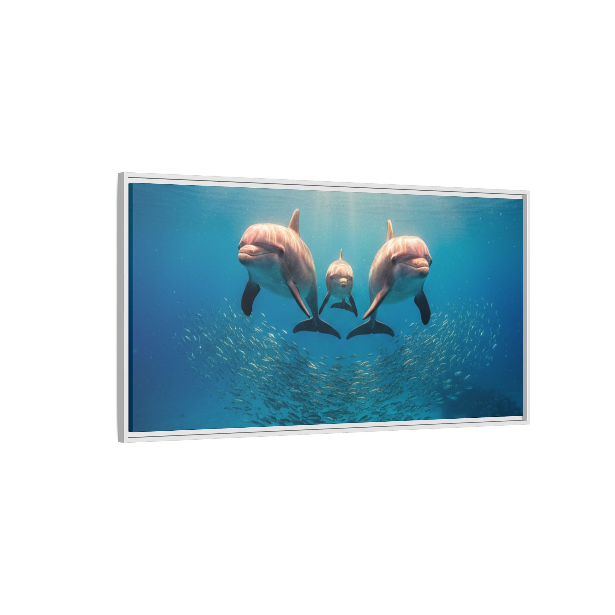 Framed Dolphin Canvas Print — Matte Ocean Wall Art