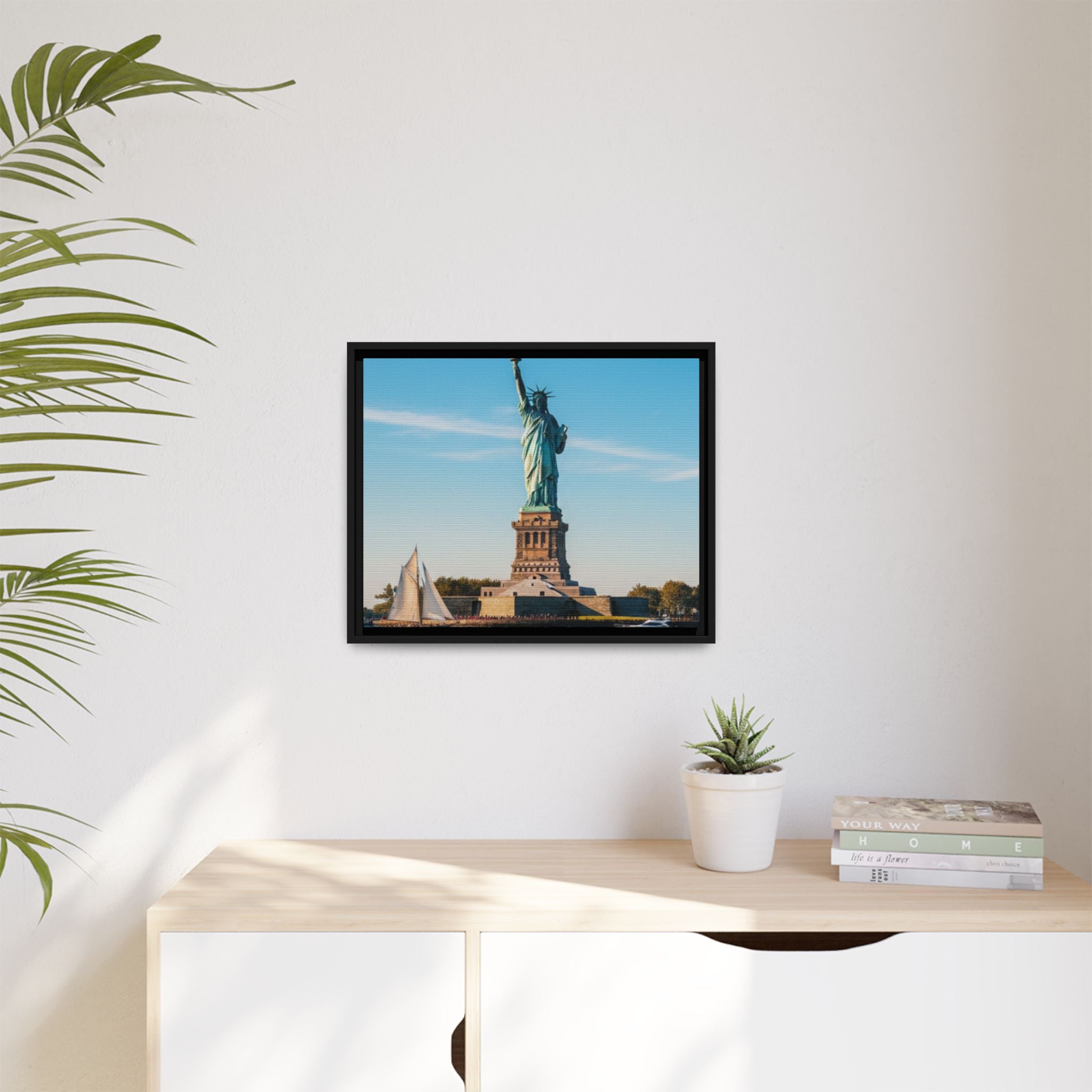 Statue of Liberty Matte Framed Canvas Print — New York City Landmark Wall Art