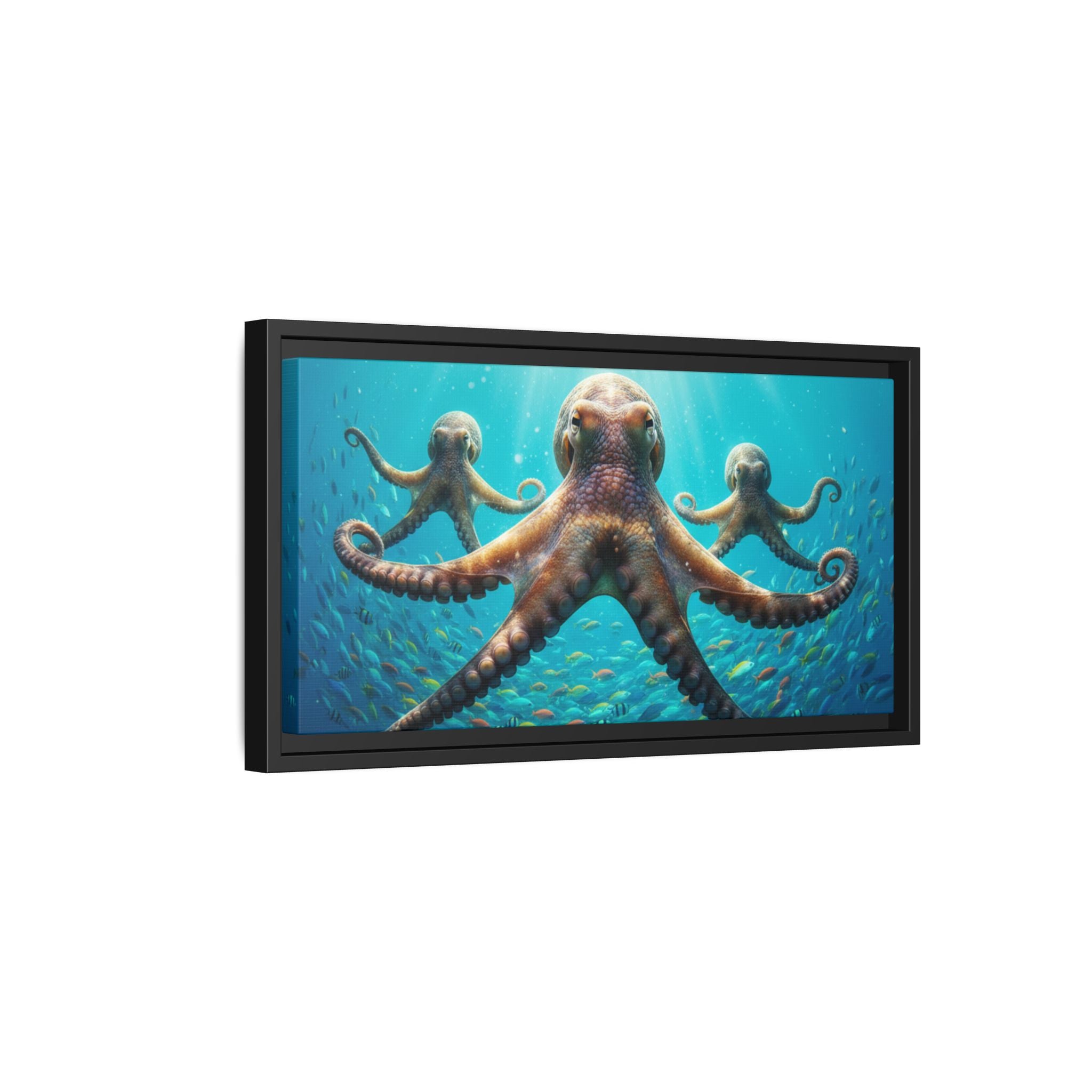 Framed Octopus Art Print — Vibrant Underwater Canvas Wall Decor