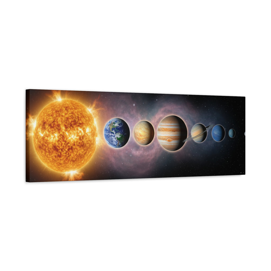 Stunning Solar System Art — Planet Lineup Matte Stretched Wall Art