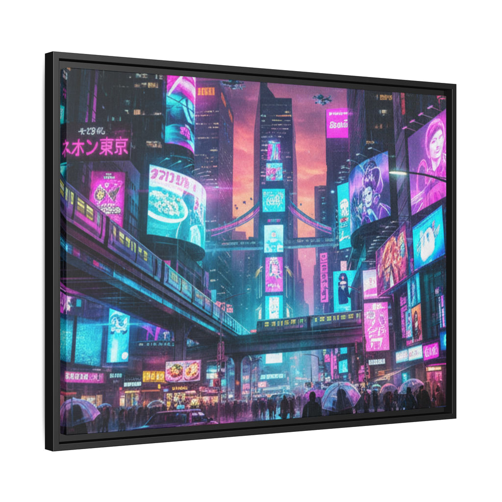 Bright Future Cityscape Vibrant Wall Art  — Framed Cyberpunk Wall Art