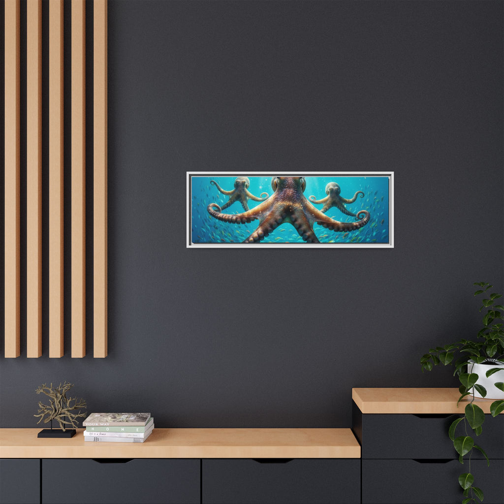 Framed Octopus Art Print — Vibrant Underwater Canvas Wall Decor