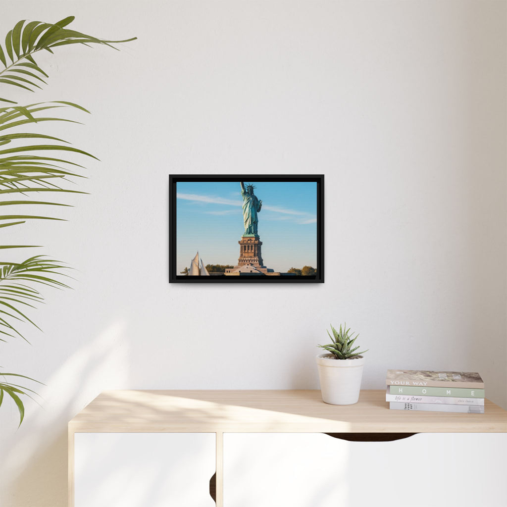 Statue of Liberty Matte Framed Canvas Print — New York City Landmark Wall Art