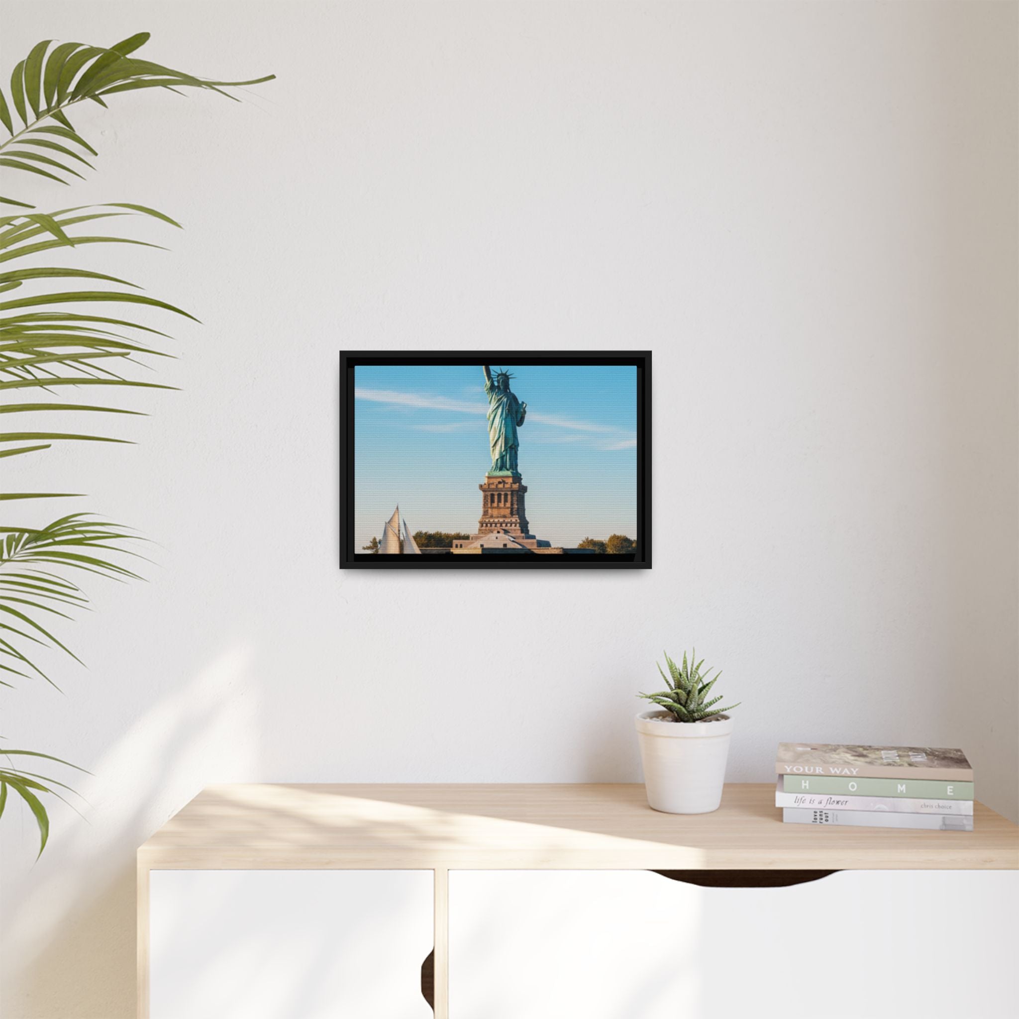 Statue of Liberty Matte Framed Canvas Print — New York City Landmark Wall Art