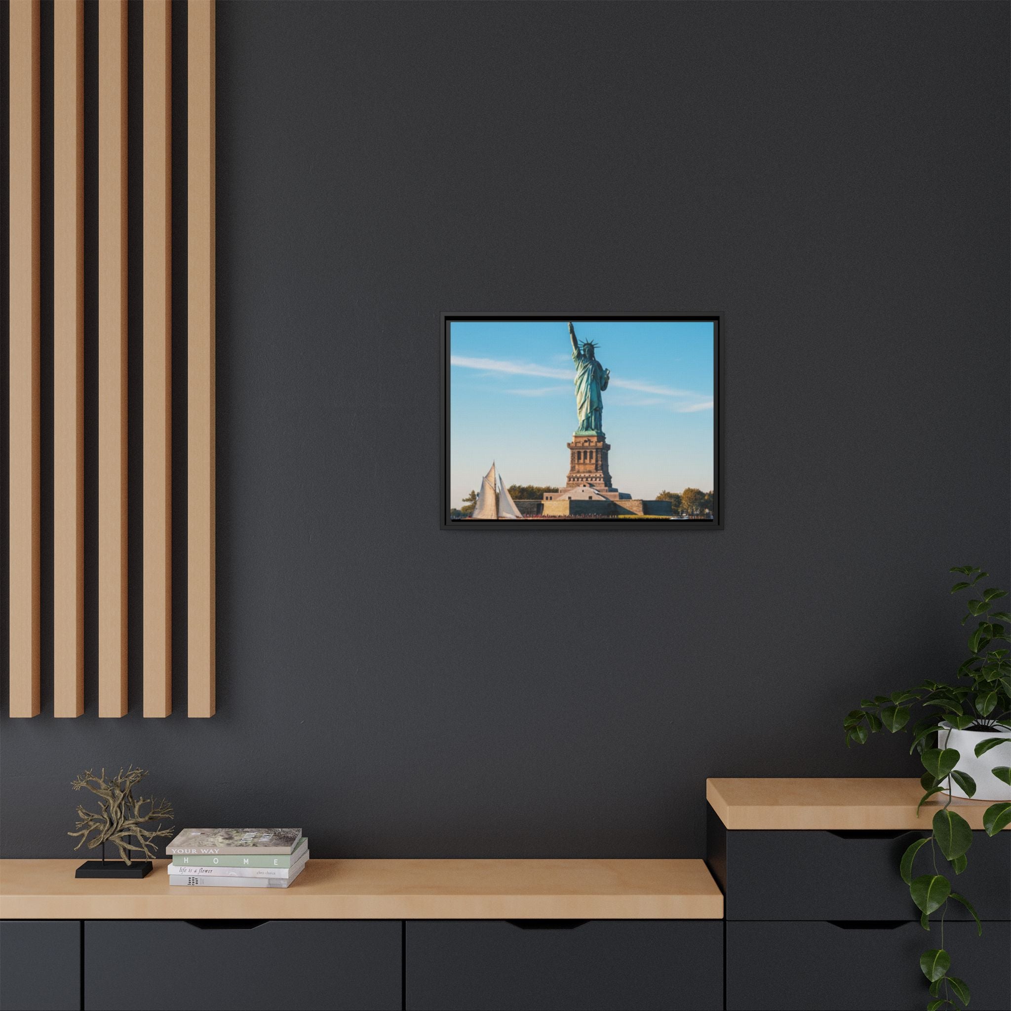 Statue of Liberty Matte Framed Canvas Print — New York City Landmark Wall Art