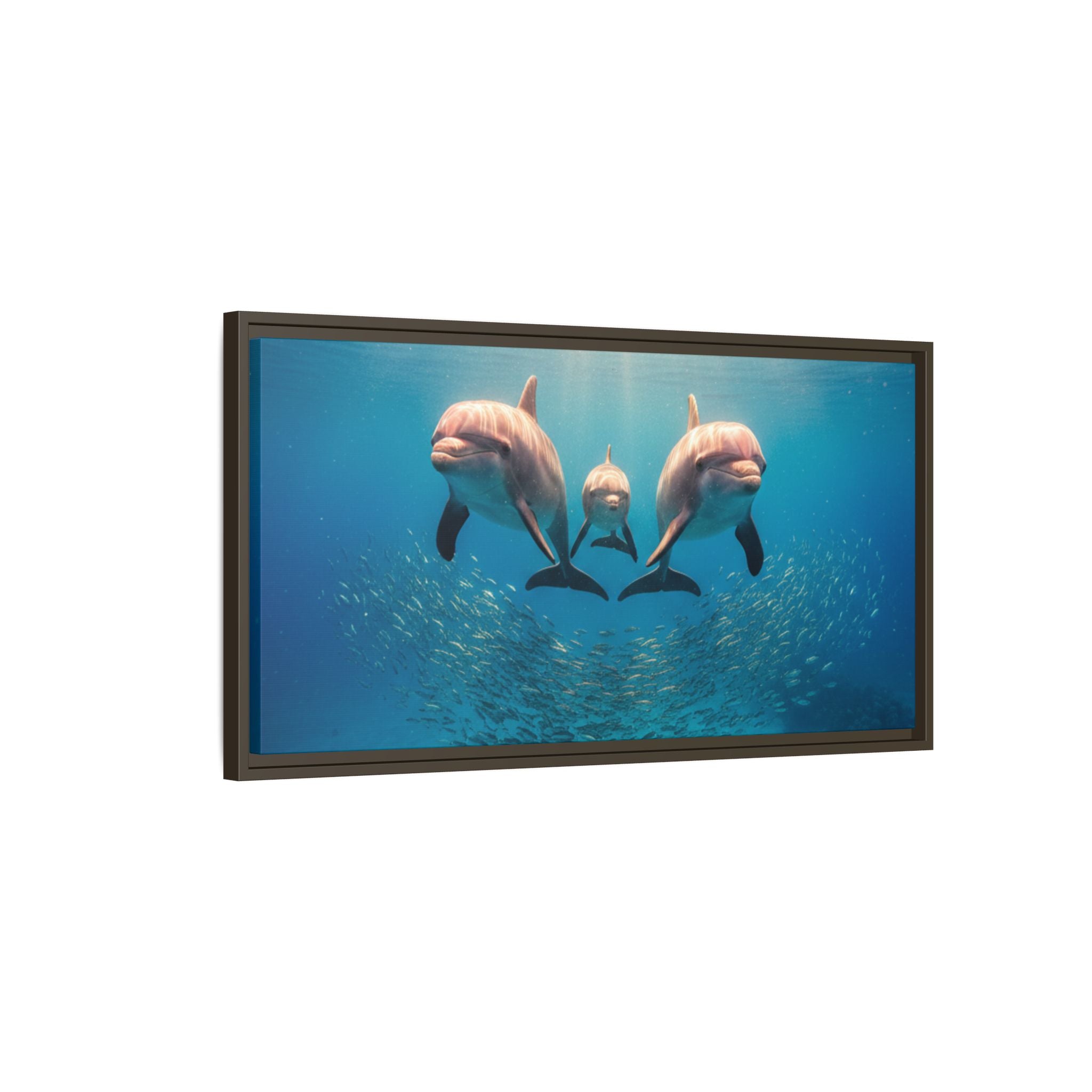 Framed Dolphin Canvas Print — Matte Ocean Wall Art