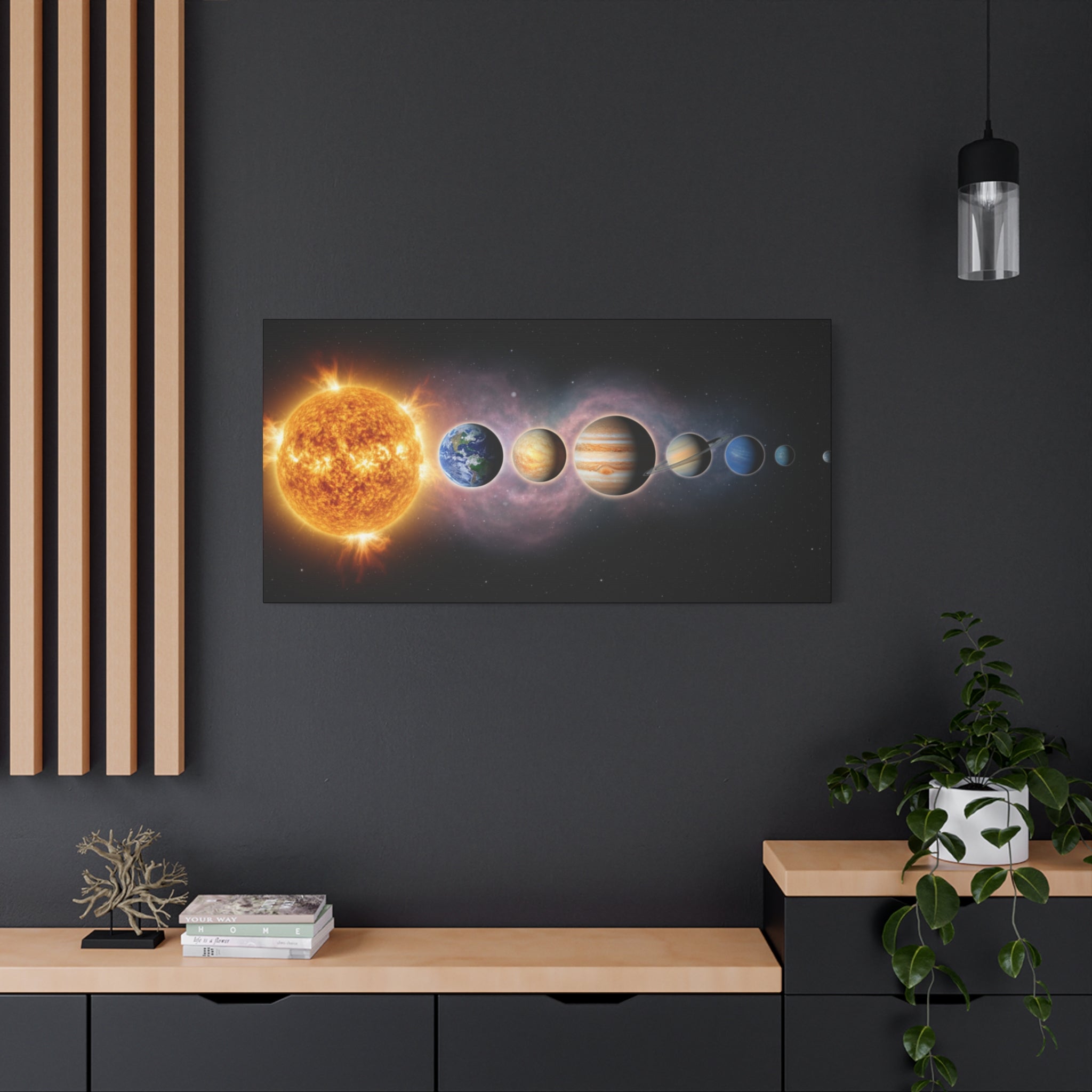 Stunning Solar System Art — Planet Lineup Matte Stretched Wall Art
