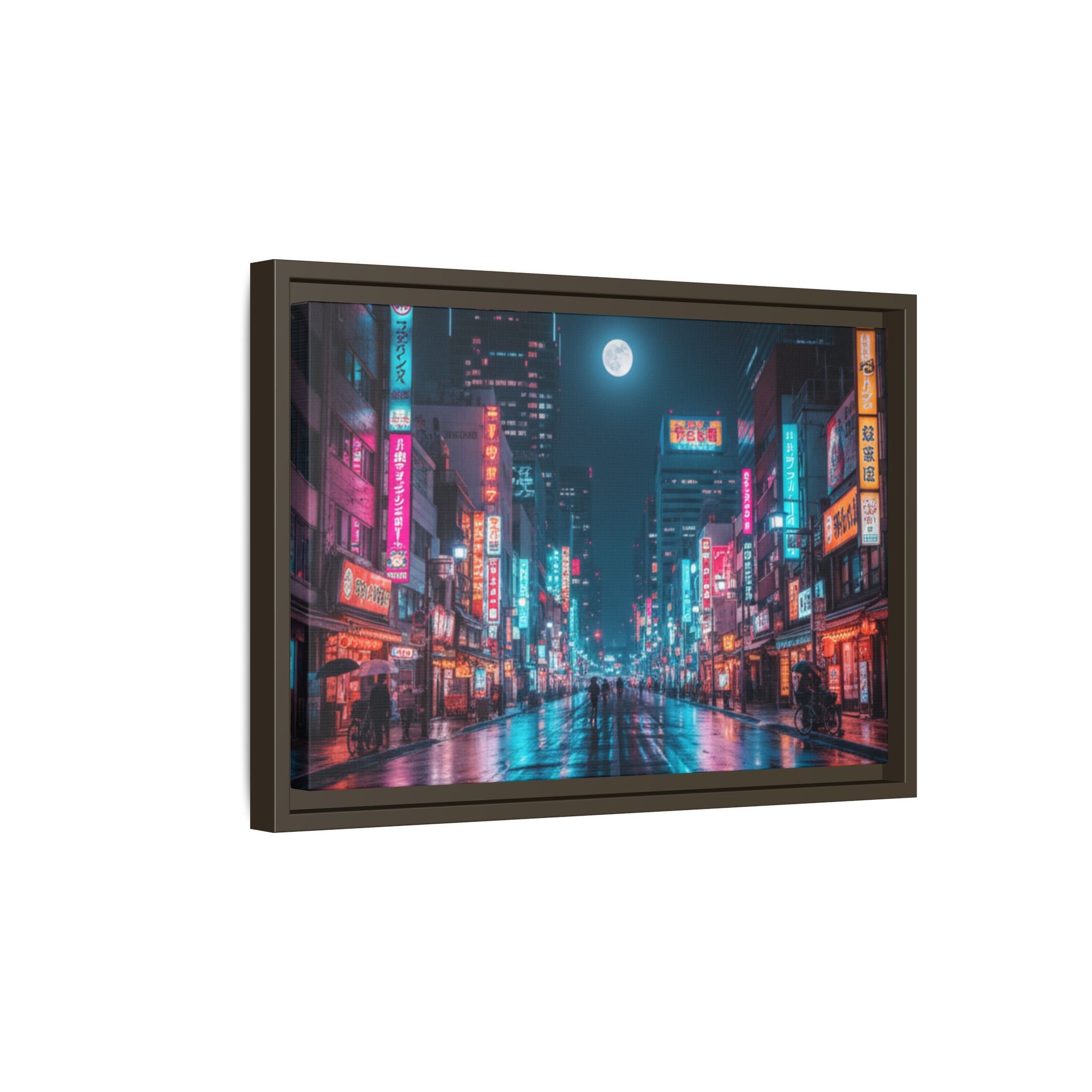 Japan Nightscape Canvas Framed Print