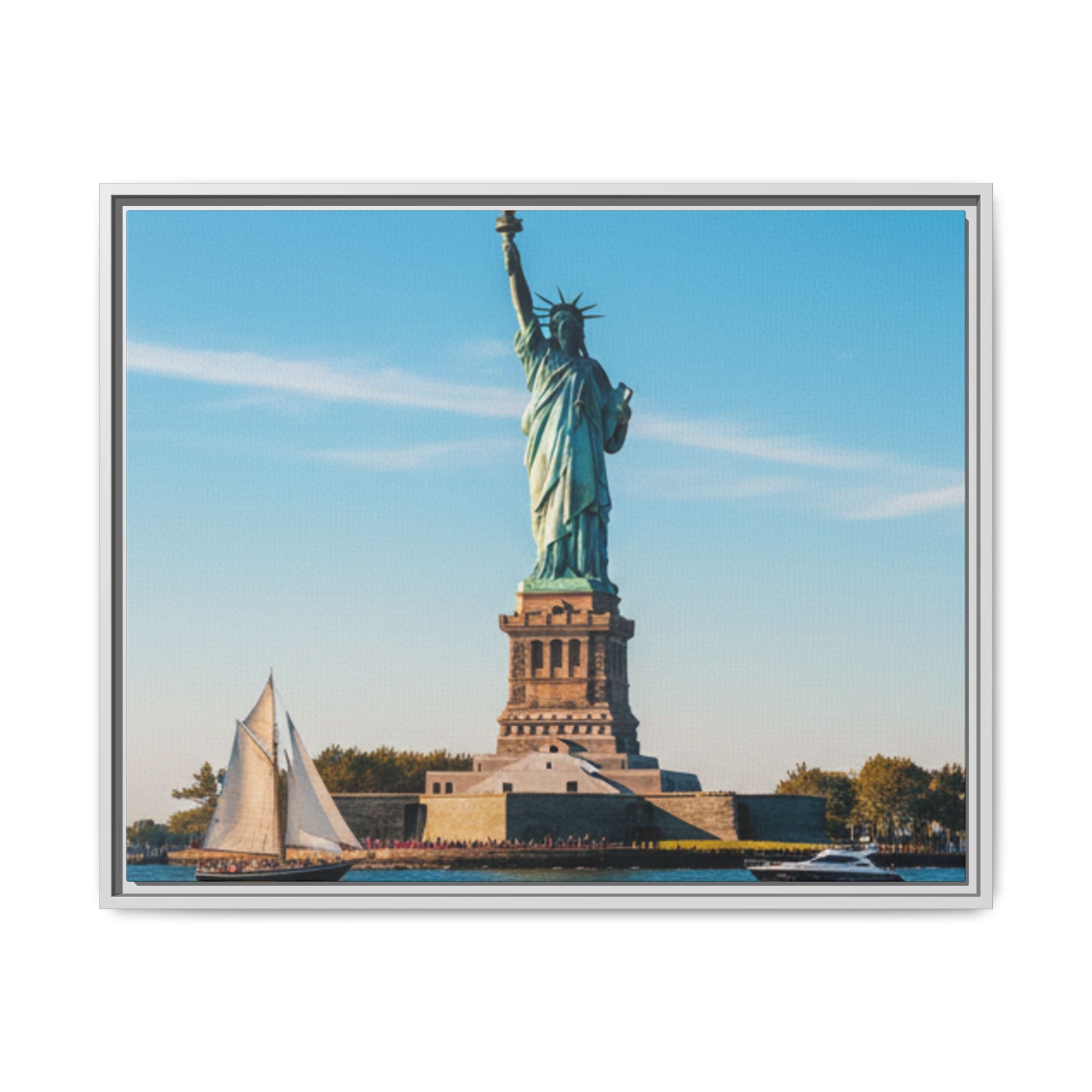 Statue of Liberty Matte Framed Canvas Print — New York City Landmark Wall Art