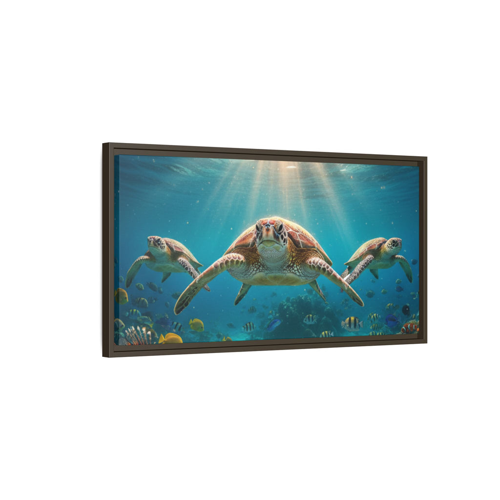 Sea Turtle Ocean Art — Framed Matte Canvas Wall Art