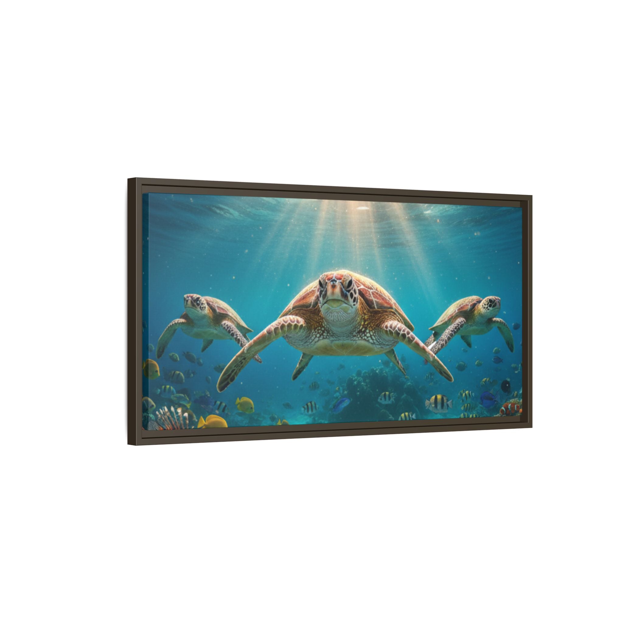 Sea Turtle Ocean Art — Framed Matte Canvas Wall Art