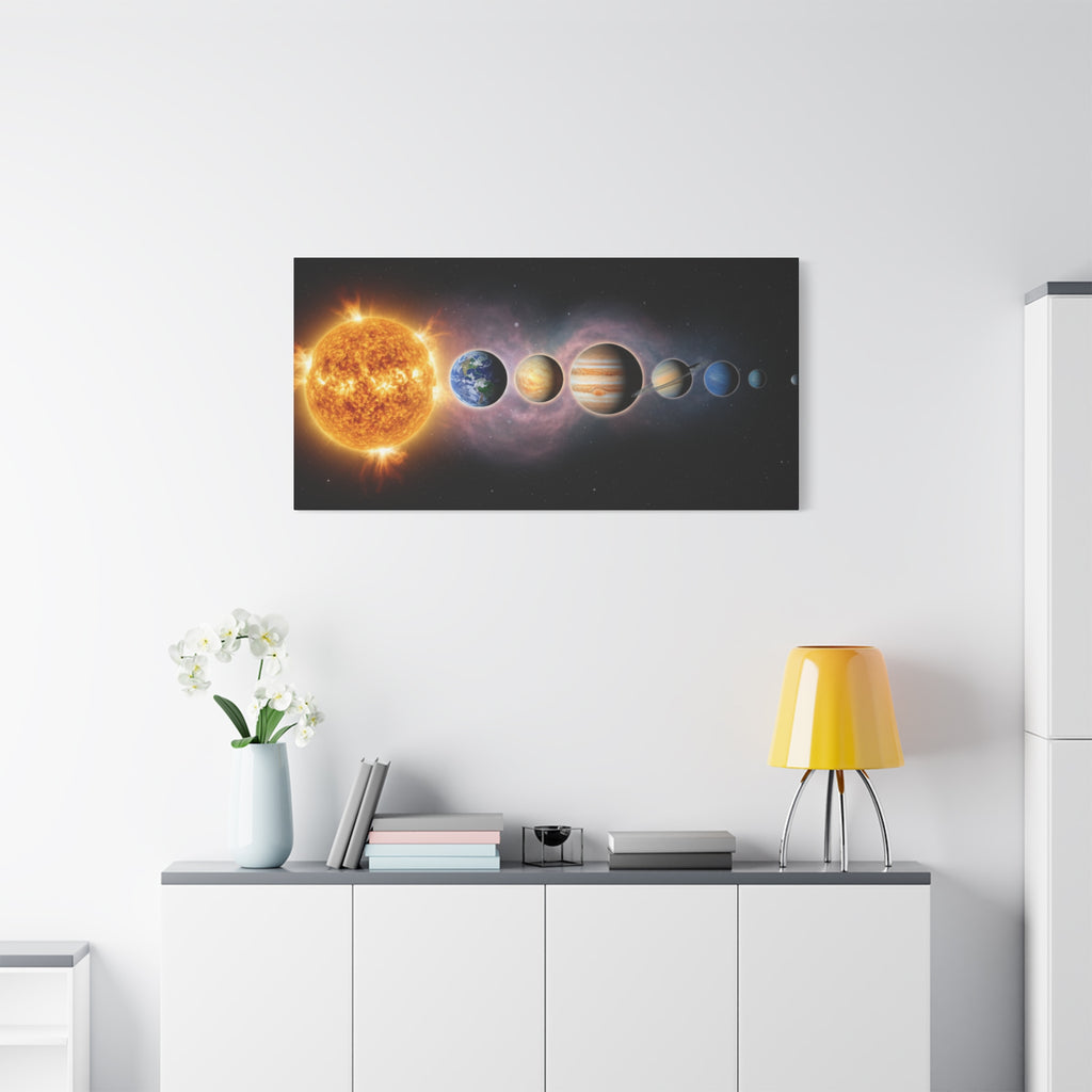 Stunning Solar System Art — Planet Lineup Matte Stretched Wall Art