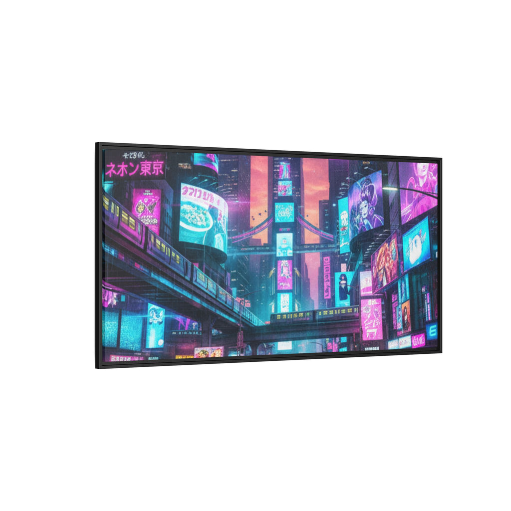 Bright Future Cityscape Vibrant Wall Art  — Framed Cyberpunk Wall Art