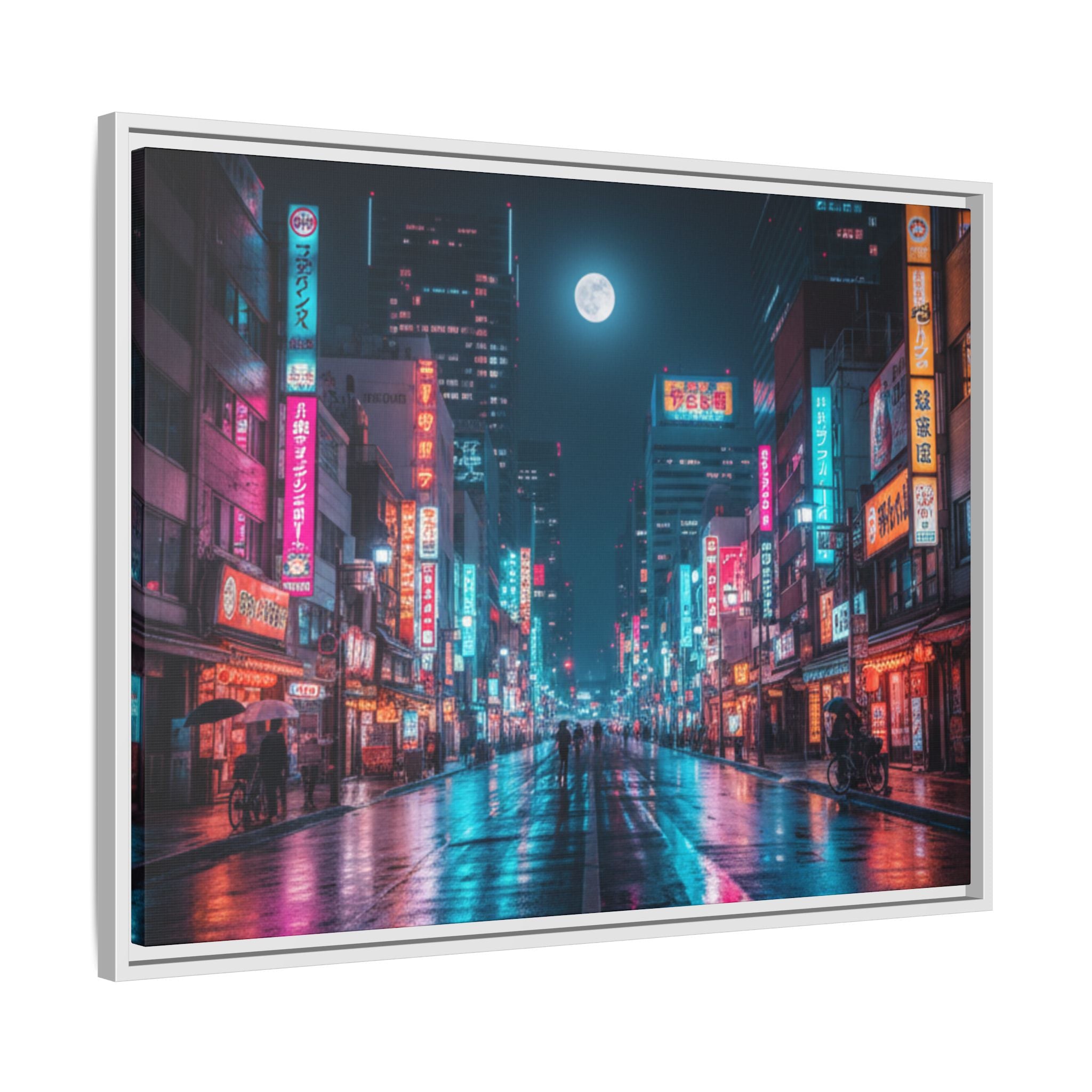 Japan Nightscape Canvas Framed Print
