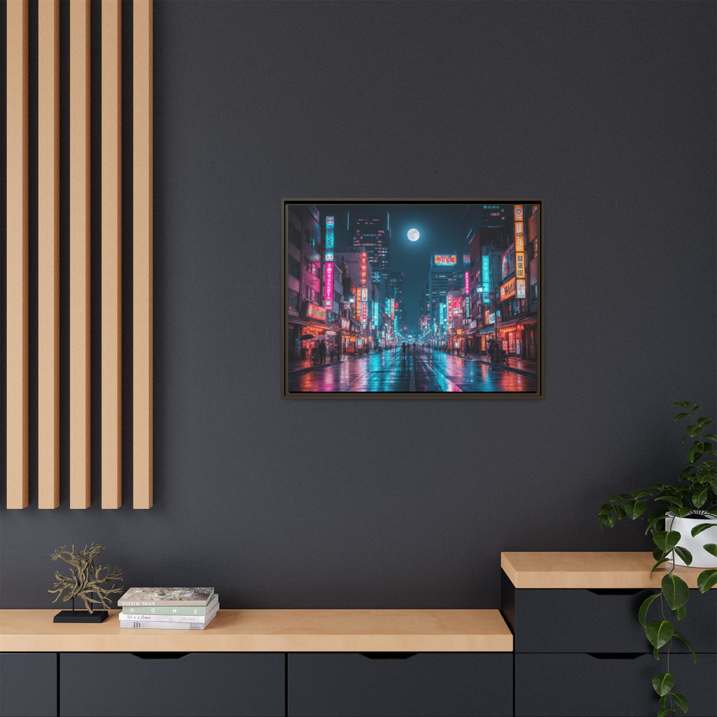 Japan Nightscape Canvas Framed Print