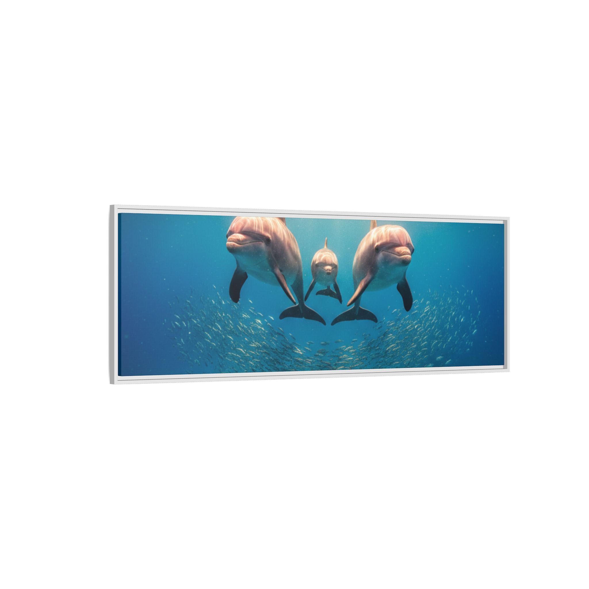 Framed Dolphin Canvas Print — Matte Ocean Wall Art