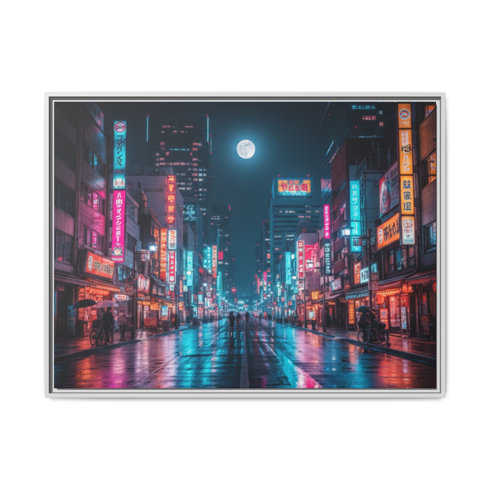 Japan Nightscape Canvas Framed Print
