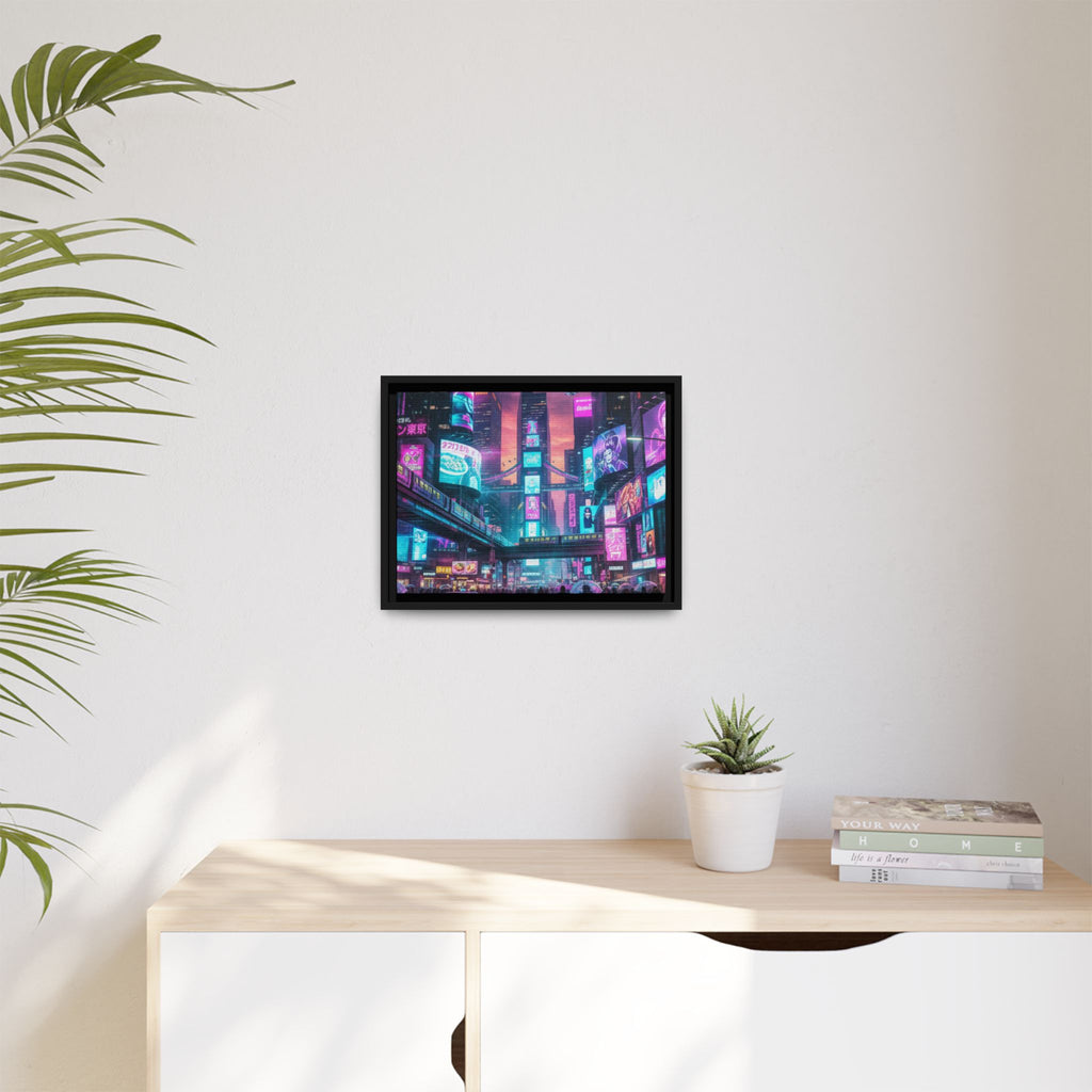Bright Future Cityscape Vibrant Wall Art  — Framed Cyberpunk Wall Art