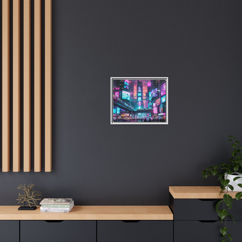 Bright Future Cityscape Vibrant Wall Art  — Framed Cyberpunk Wall Art