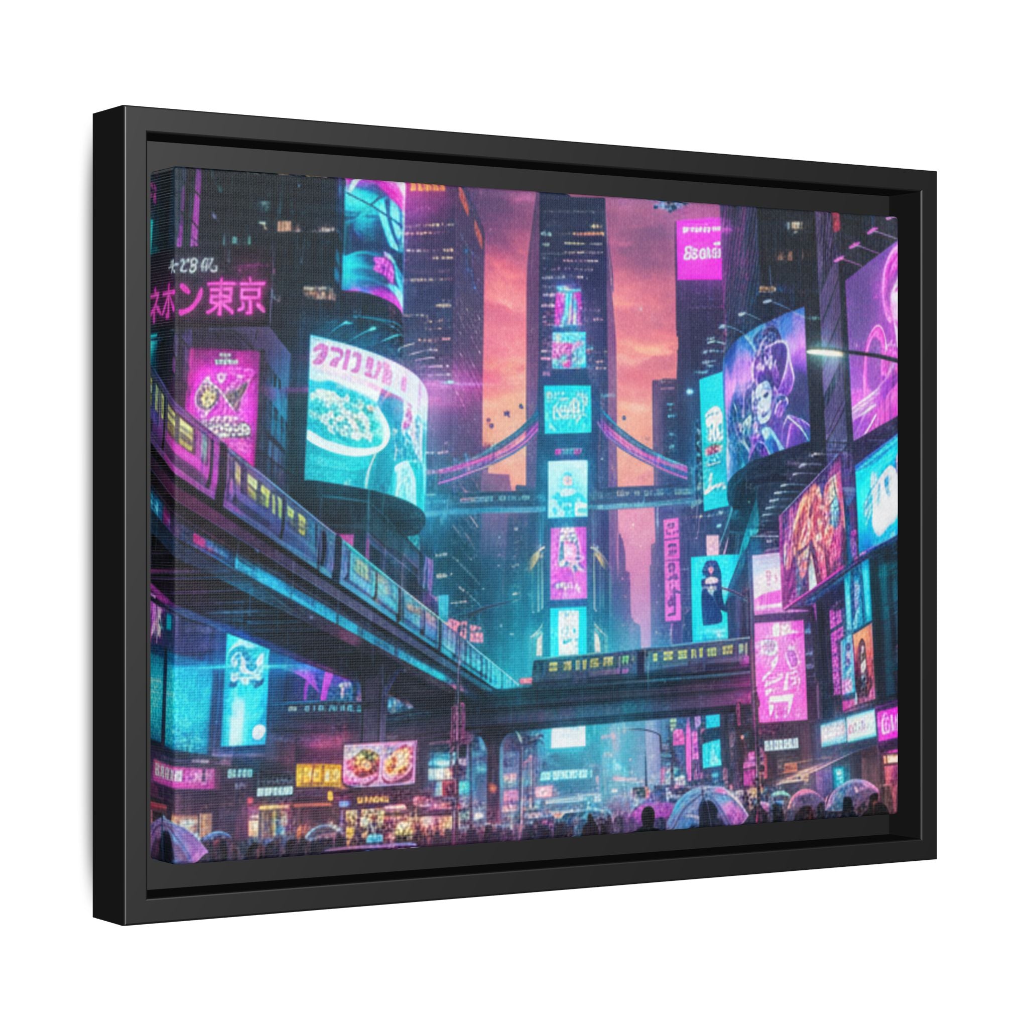 Bright Future Cityscape Vibrant Wall Art  — Framed Cyberpunk Wall Art