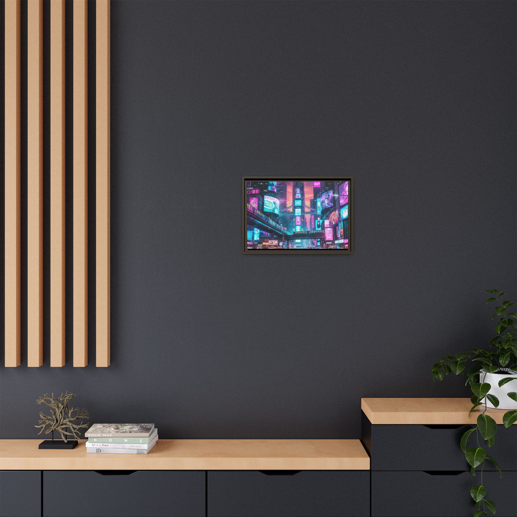 Bright Future Cityscape Vibrant Wall Art  — Framed Cyberpunk Wall Art