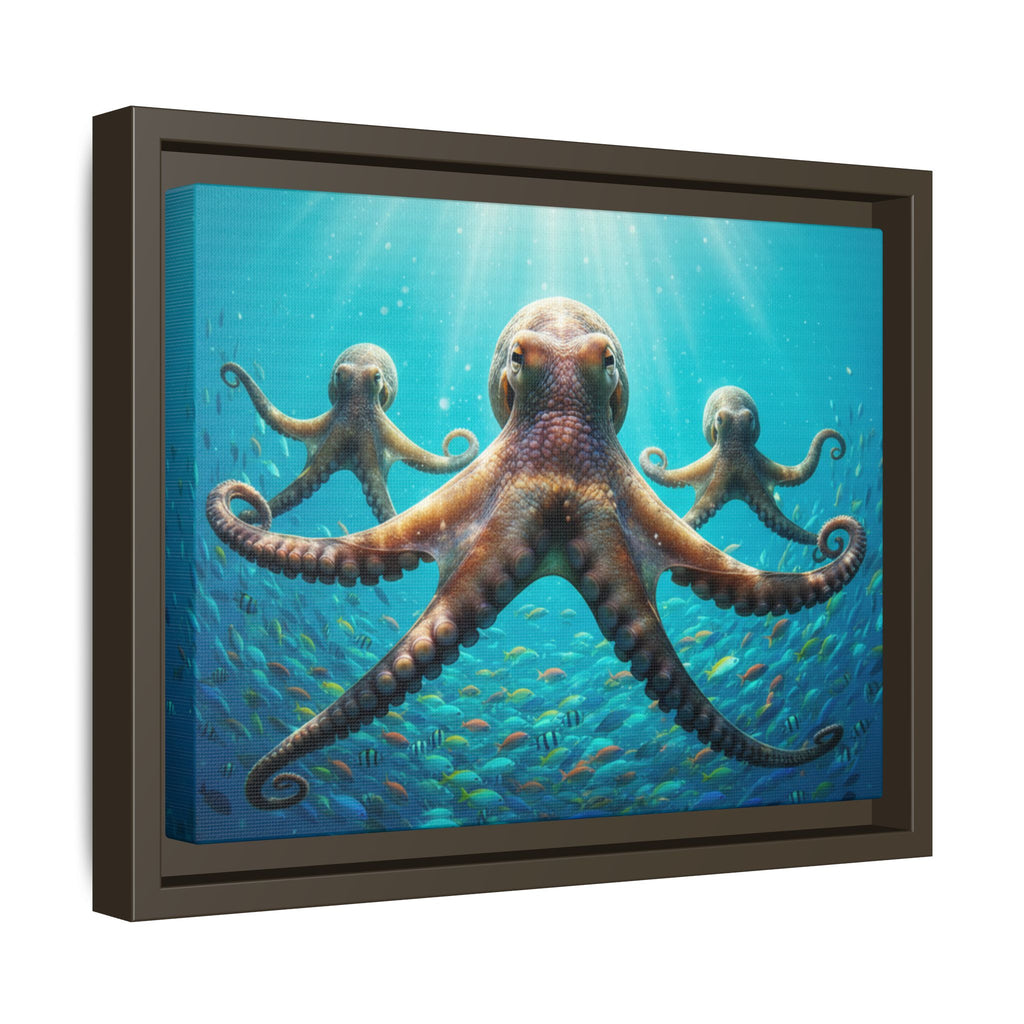 Framed Octopus Art Print — Vibrant Underwater Canvas Wall Decor