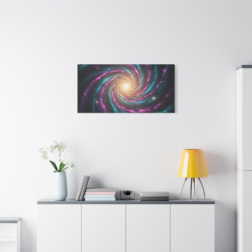 Spiral Galaxy Matte Canvas Wall Art — Vibrant Cosmic Nebula Print