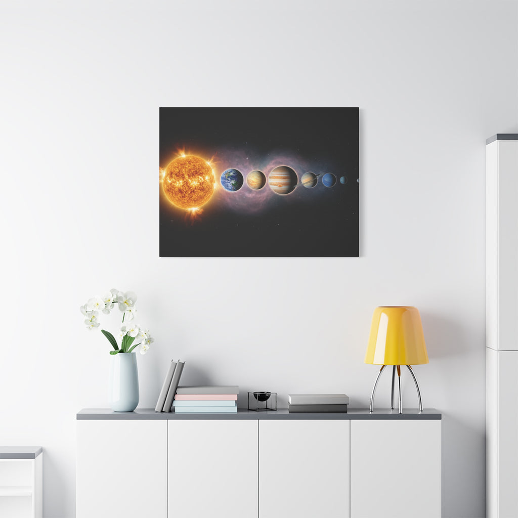 Stunning Solar System Art — Planet Lineup Matte Stretched Wall Art