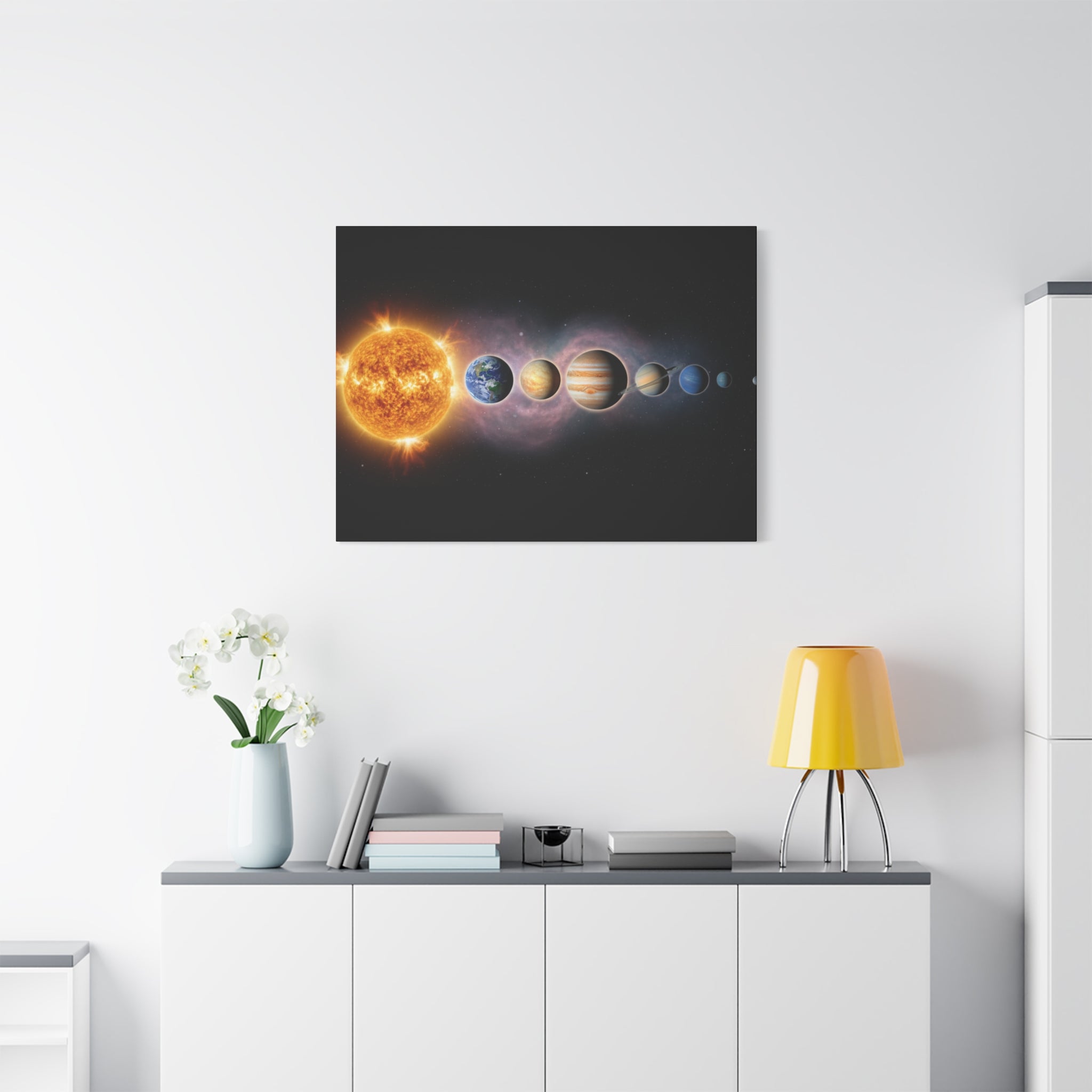Stunning Solar System Art — Planet Lineup Matte Stretched Wall Art