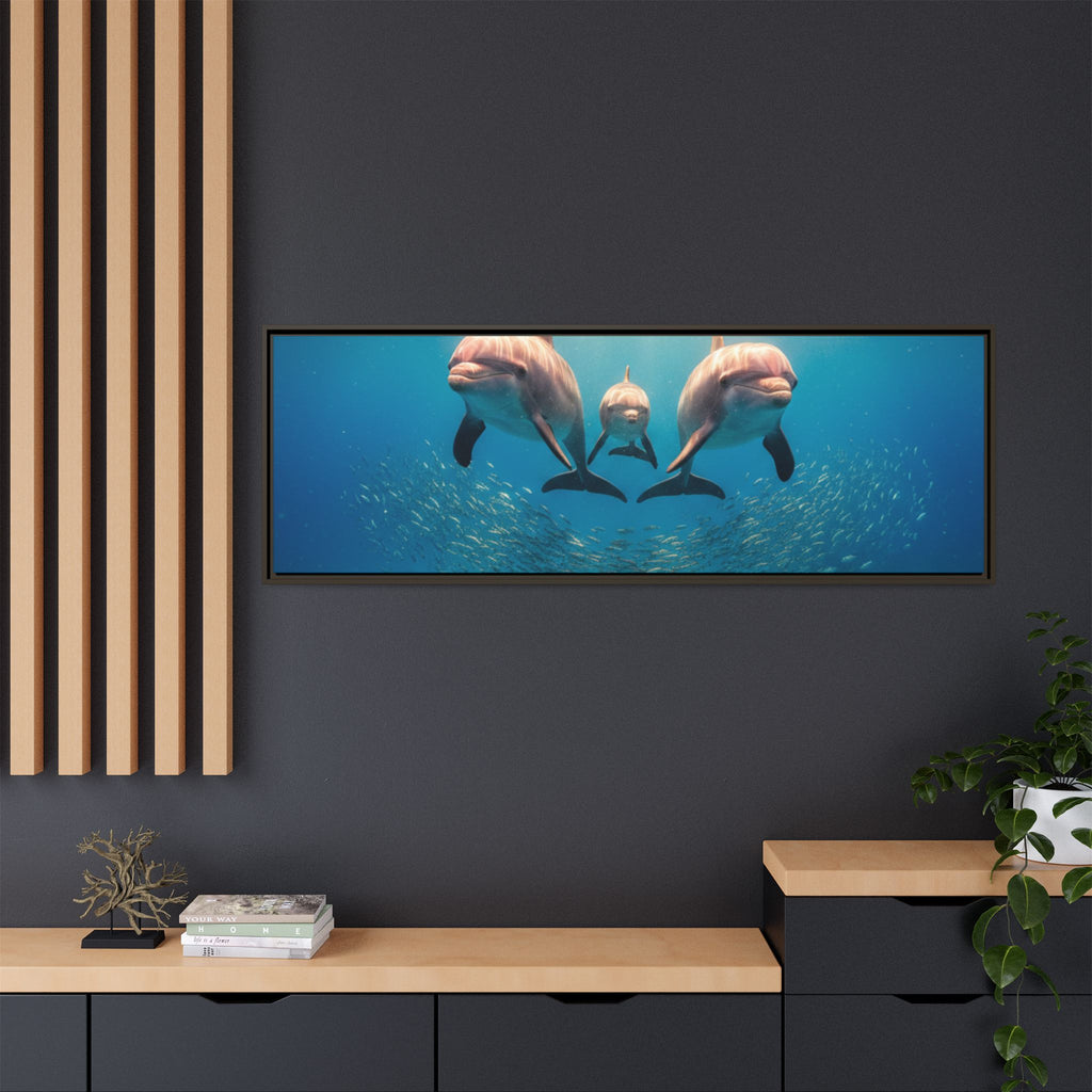 Framed Dolphin Canvas Print — Matte Ocean Wall Art