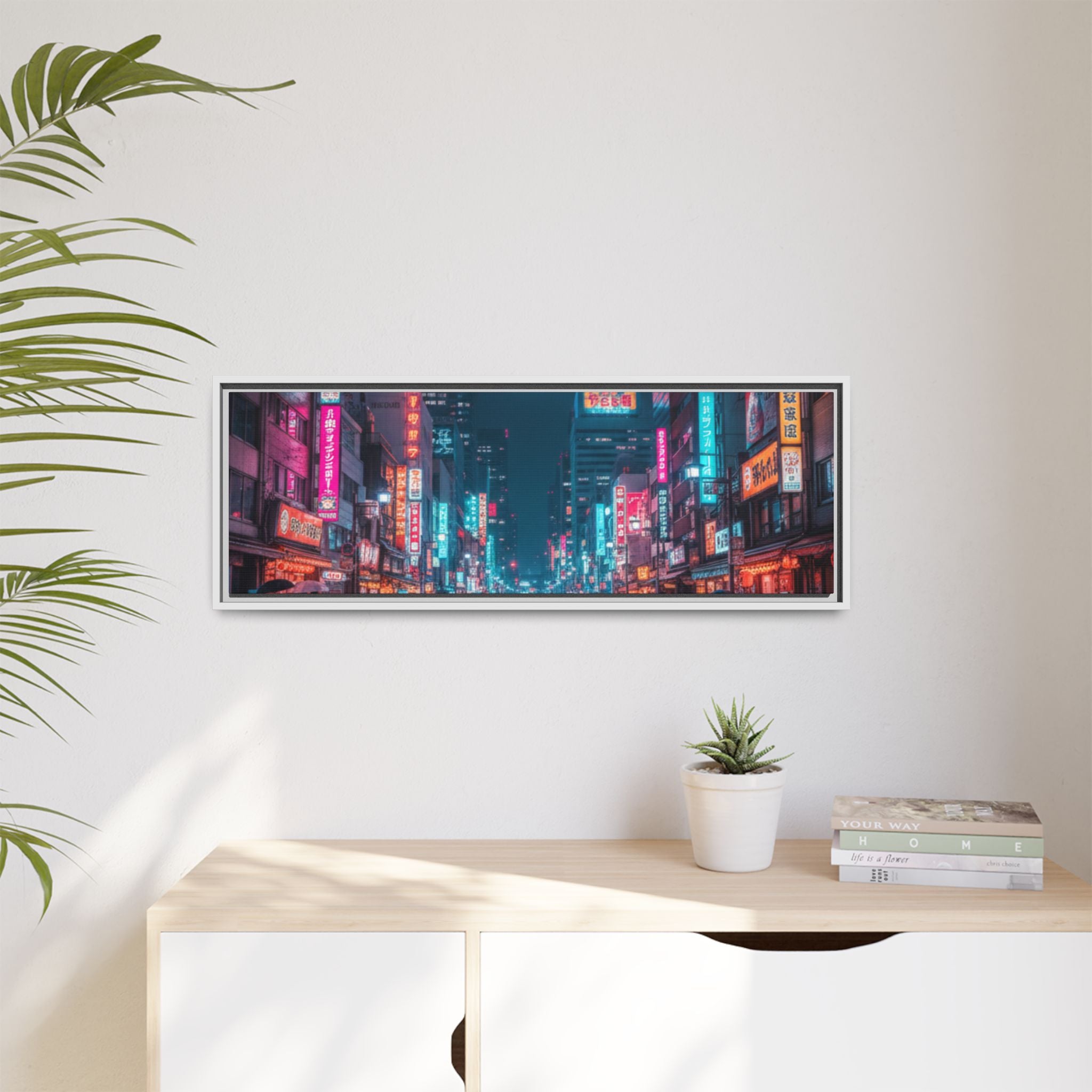 Japan Nightscape Canvas Framed Print